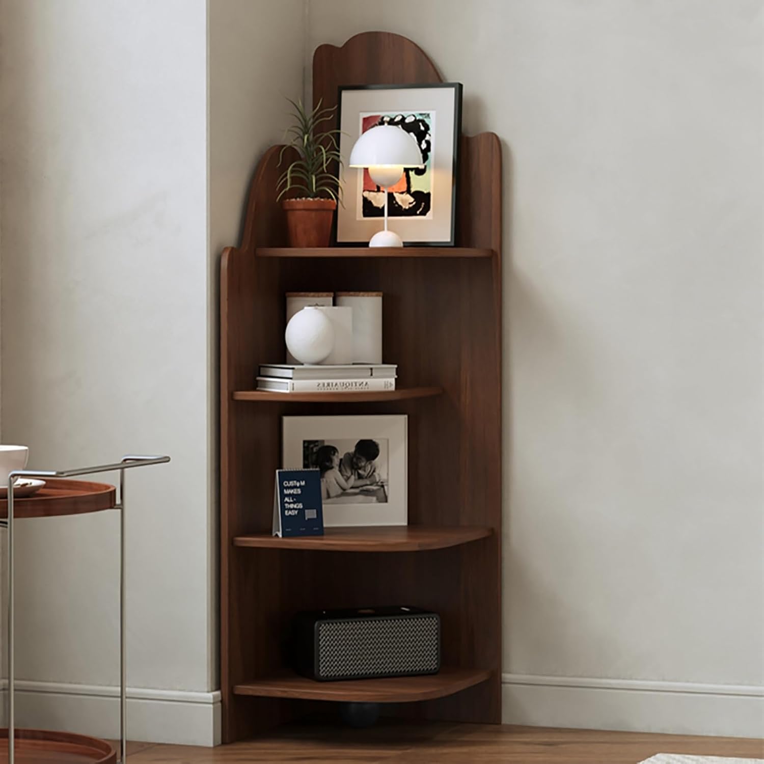 Modern Vertical Bookshelf Tower, Free Standing Corner Bookcase Open Shelves, Simple Storage Shelf Unit, Storage Cabinet Display Rack for Small Spaces(Brown 1,35 * 120cm/13.8 * 47.2in)