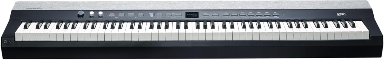 Kurzweil KaP1-88-Key Fully-Weighted Hammer Action Portable Digital Piano with 28 Flagship Voices + Power Supply + Sustain Pedal + ST-C1 Chrome Stand (Black)