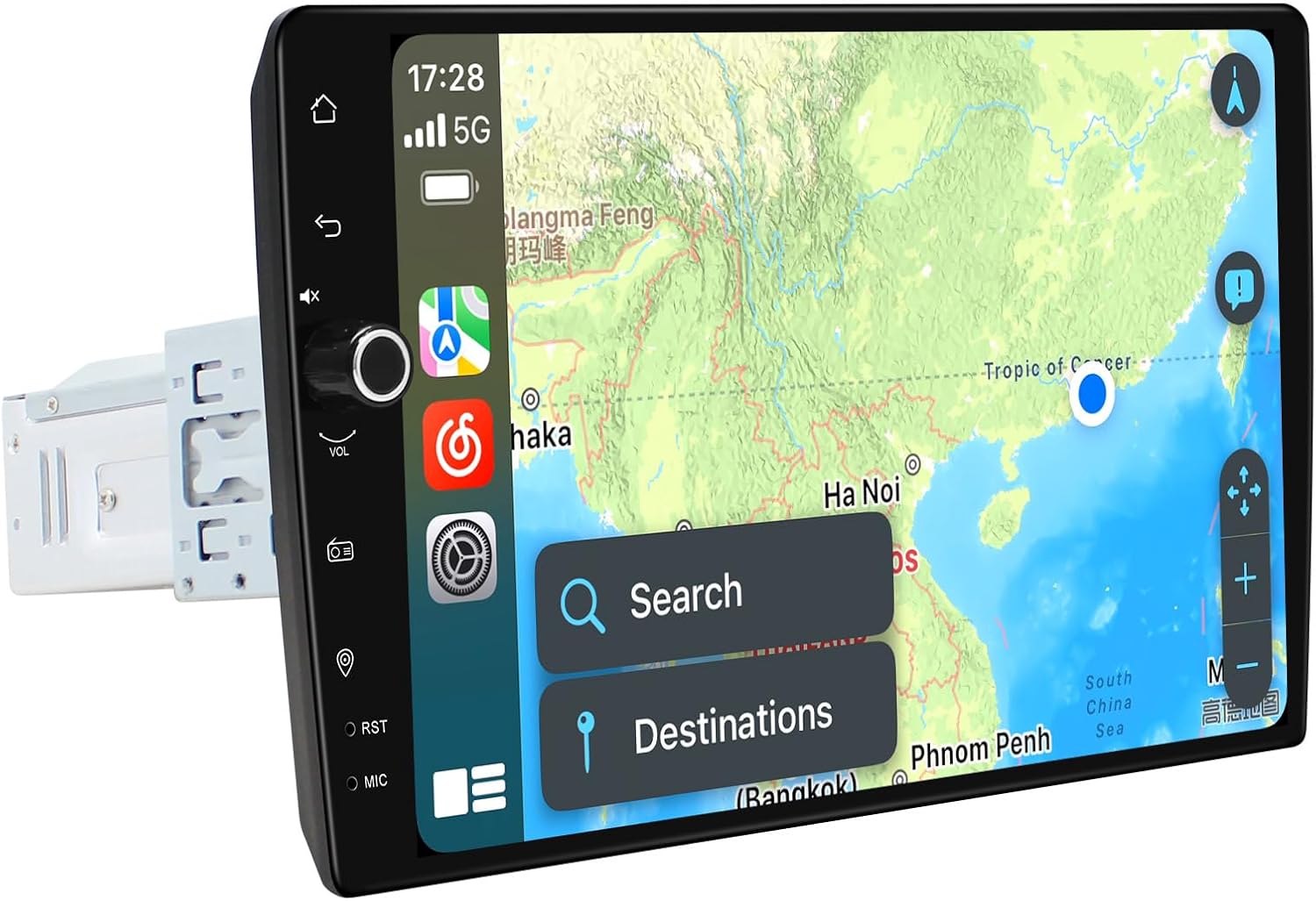 JOYING Android Radio 10.1 Inch with Carplay & Android Auto, Single Din Car Stereo Car Audio Receivers with Bluetooth, AM/FM Radio, GPS Navigation, Volume Knob(JY-UTS08N8)