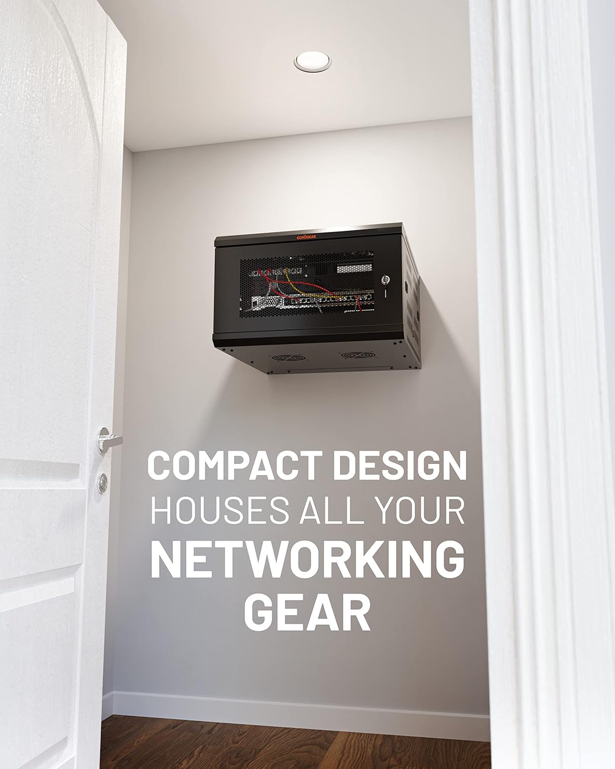 ECHOGEAR 6U Network Rack - Enclosed Wall Mount Rack Kit Includes 2X 1U Shelves, Pre-Mounted Fan, Lockable Door & Hardware - 600mm Depth Fits All Your AV Gear