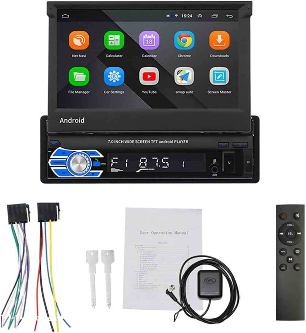 NC Car Radio 7 inch HD Capacitor Retractable Screen Mirror Link Android 8.1 GPS Navigation Radio Car Stereo Bluetooth MP5 Player