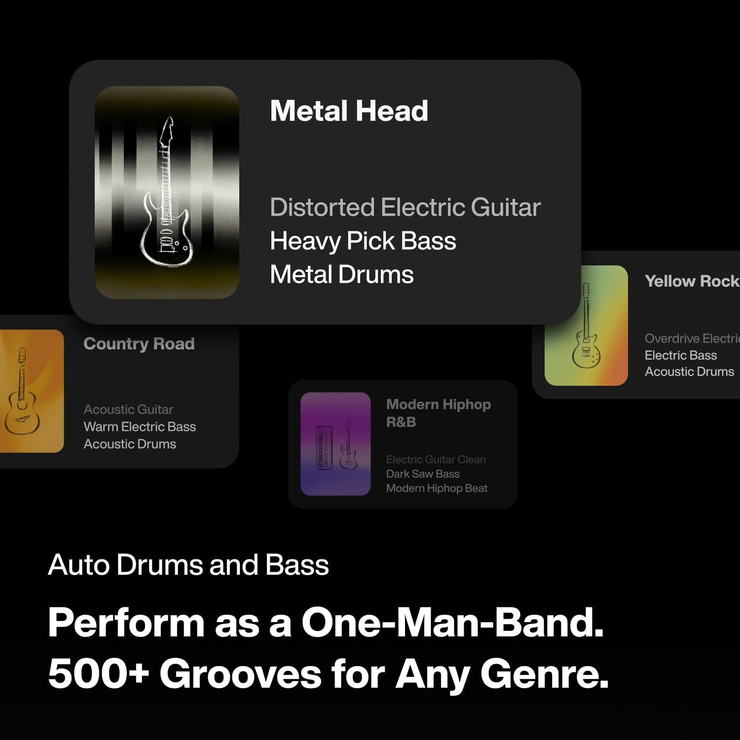 LAVA GENIE Stringless Smart Guitar, No Strings Attached, Hundreds of Instrument Presets, Onboard Speaker, Foldable, Detachable, Black, 30.5 inch.