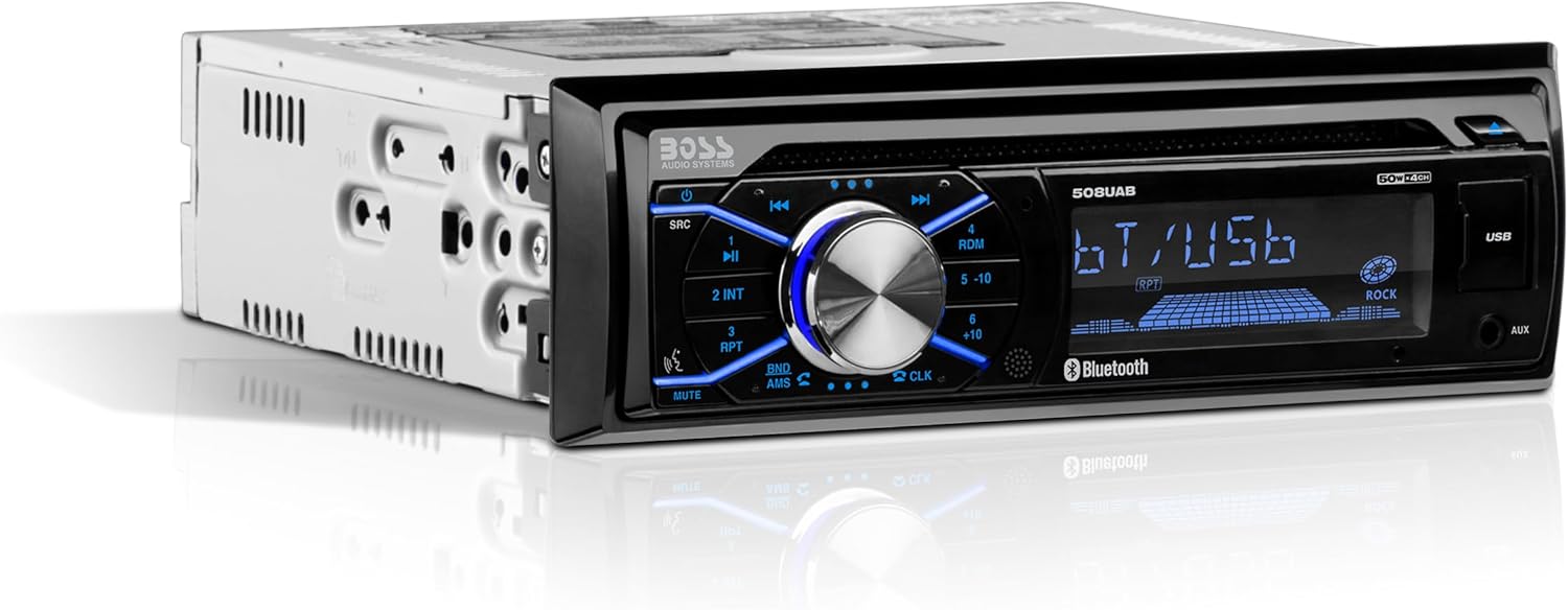 BOSS Audio Systems 508UAB Car Stereo - Single Din, Bluetooth, CD Player, AM/FM Radio Receiver, Aux-in, USB, Built-in Microphone