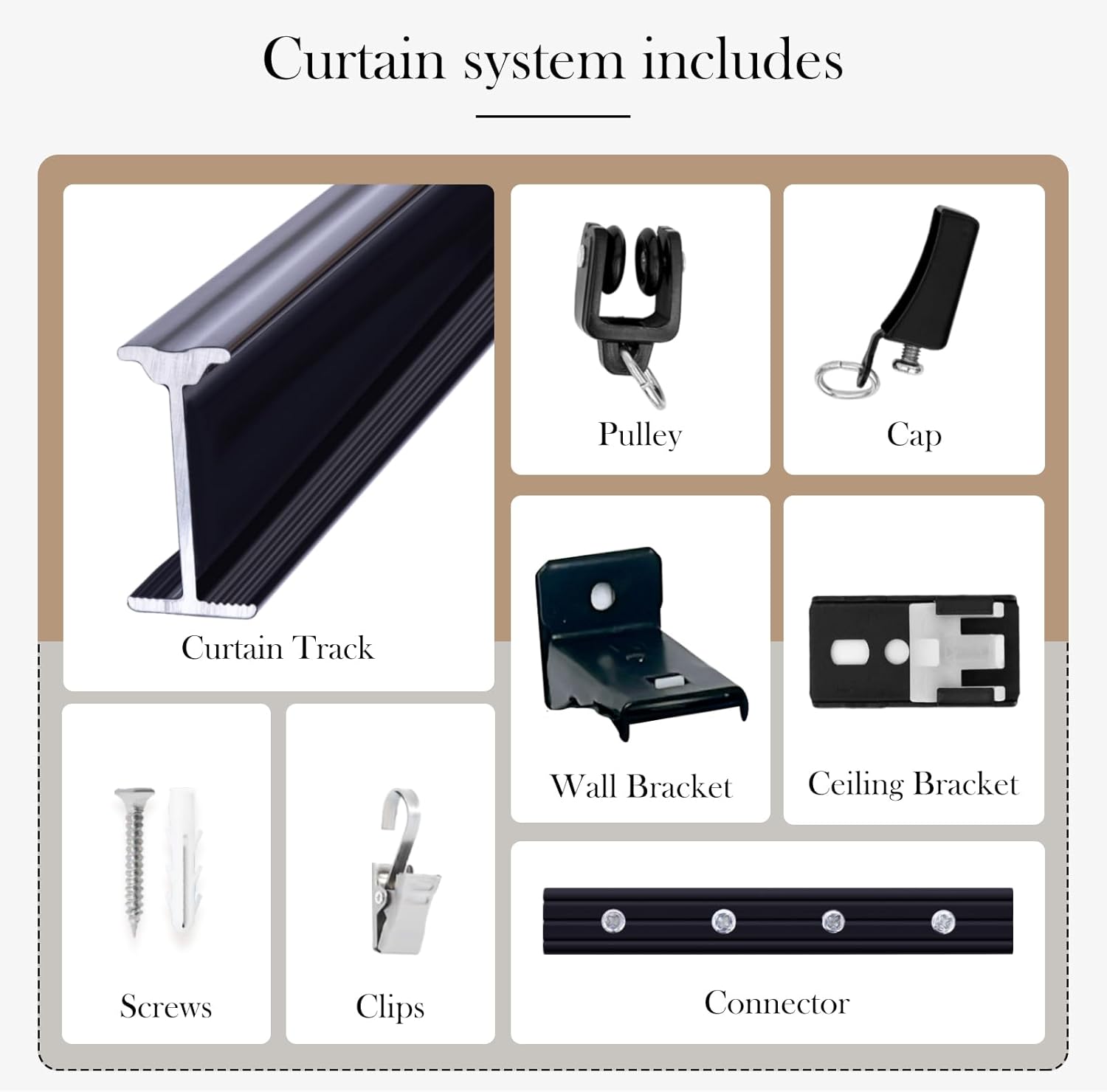 Flexible Ceiling Curtain Tracks, Ceilings Track for Curtains, Aluminum Curtains Track Ceilings Mount,Wall Mount Curtain Rail, Ceiling Curtain Rod, Sliding Curtain Tracks with Clips (Black 21FT)