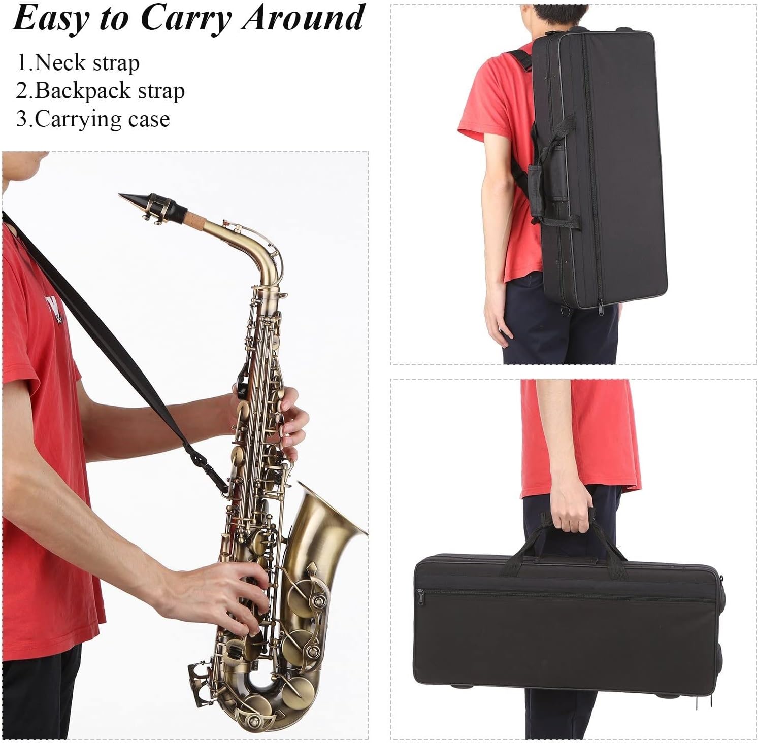 E-Flat Alto Saxophone Brass Lacquered Gold EB Sax Woodwind Music Instruments