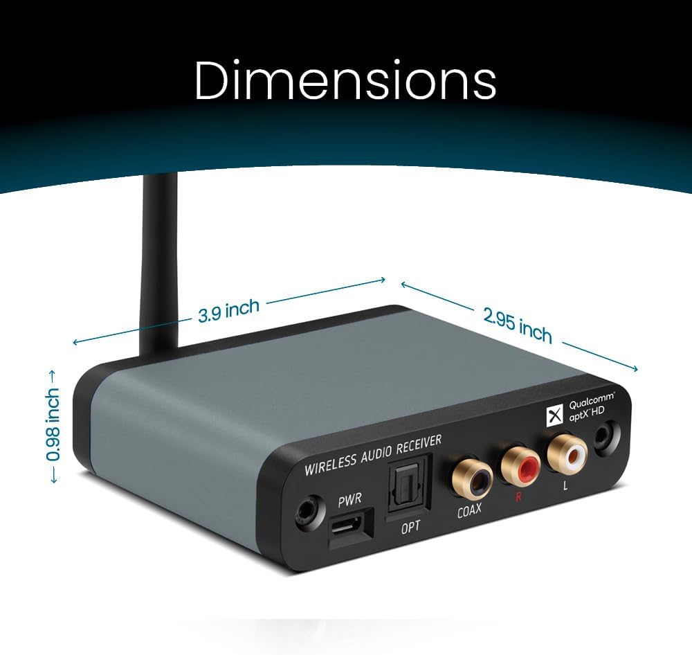 BLT-HD LDAC/aptX HD Bluetooth 5.1 Hi-Fi Receiver with TI DAC, Long-Range, RCA Stereo, Optical (Toslink) & Coaxial S/PDIF Outputs