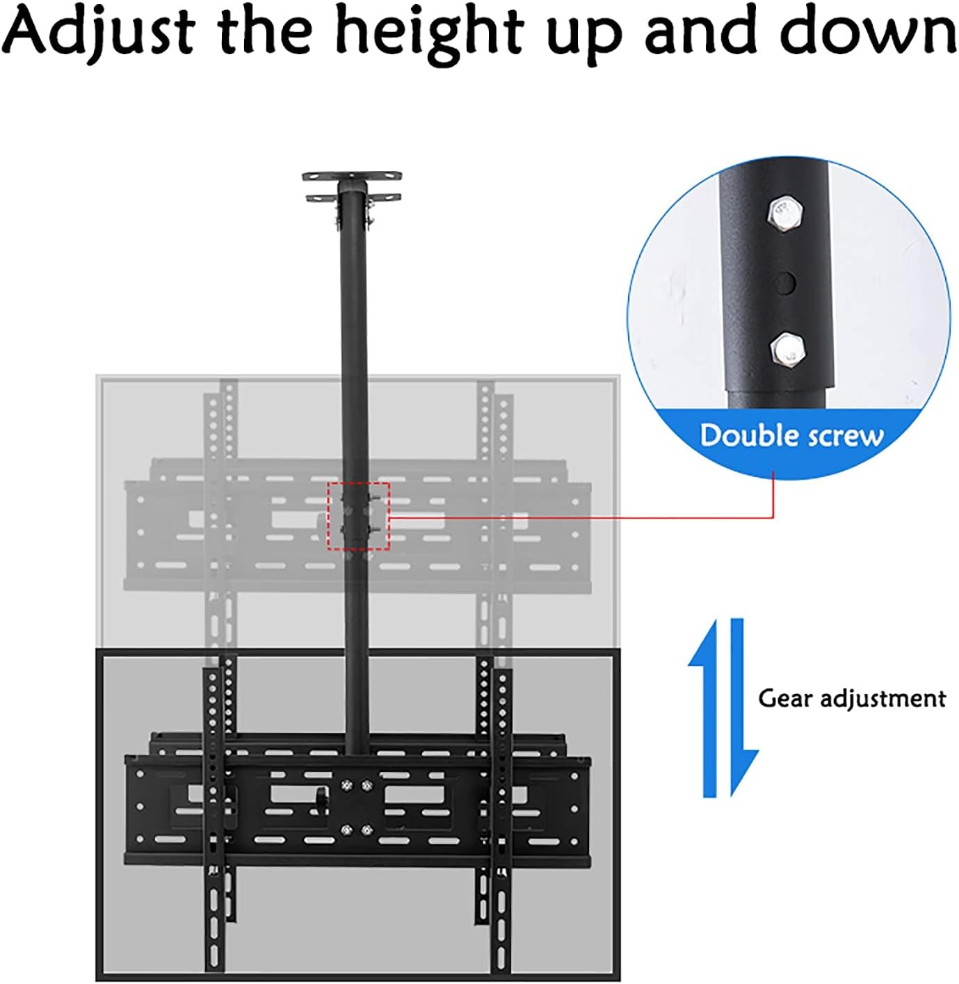 Tv Stand Tv Wall Mount Dual Tv Ceiling Mount, Fits 32-55Inch Led Screen Display, Tilt, Swivel and Height Adjustable Tv Bracket, Easy to Assemble,3.54m