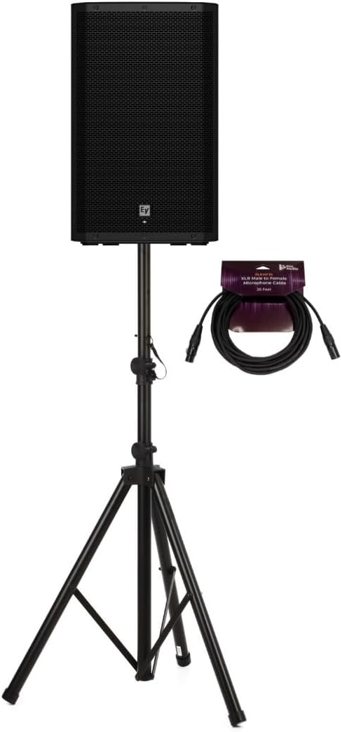 Electro-Voice ZLX-15P-G2 15-Inch 2-Way Powered Loudspeaker with Bluetooth Bundle with Focus Pro Audio All-Aluminum Speaker Stand Pack and Focus Pro Audio XLR Male to Female Microphone Cable (3 Items)