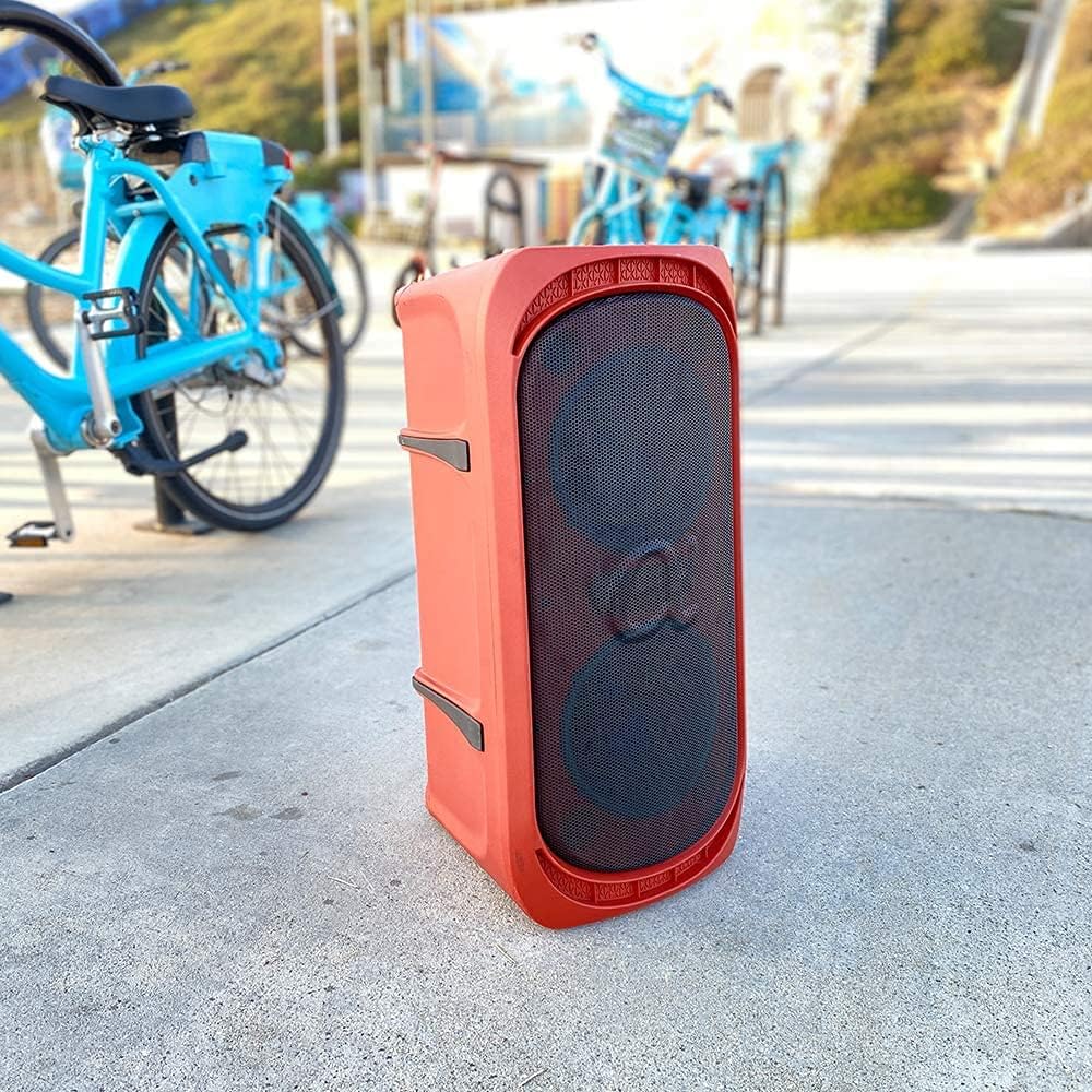 Alphasonik Reaktor One Portable Party Speaker Box High Power Alpha Bass Technology Wireless Bluetooth Mic and Guitar Inputs Phone Charger USB Player AUX App Control Long Lasting Battery up to 18 Hours