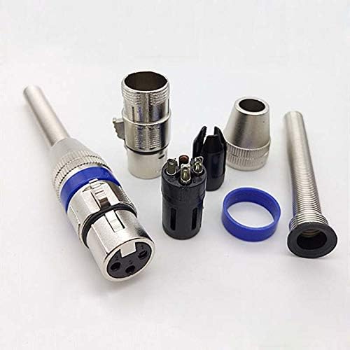 Davitu Electrical Equipments Supplies - 30pcs XLR Audio Cable Connector 3pin KTV Microphone Plug Blue Circle Long Tail Male and Female With Long Spring - (Color: Female)