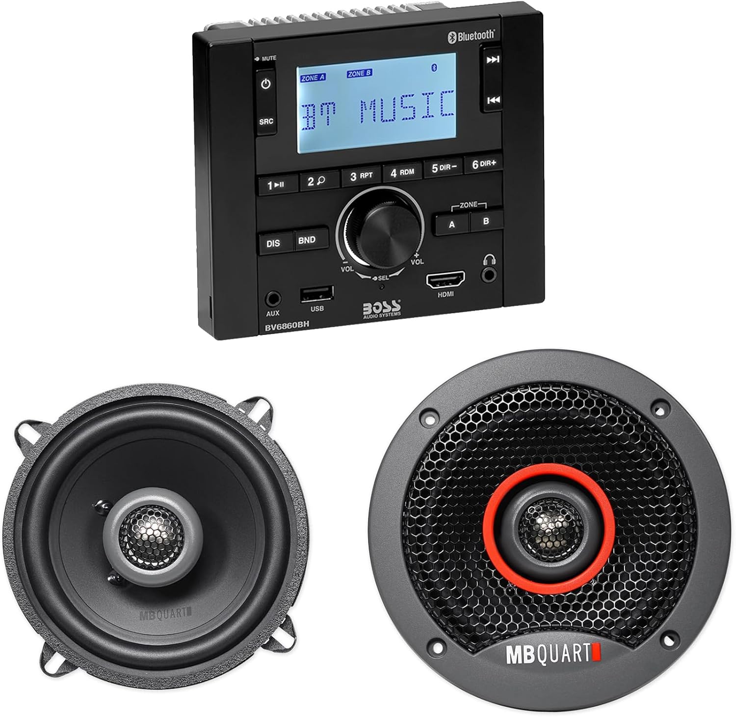 Audiosavings BV6860BH Bundle: 160-Watt Digital Media Bluetooth Receiver, AM/FM, Mobile Home RV Stereo, Pair FKB113 5.25
