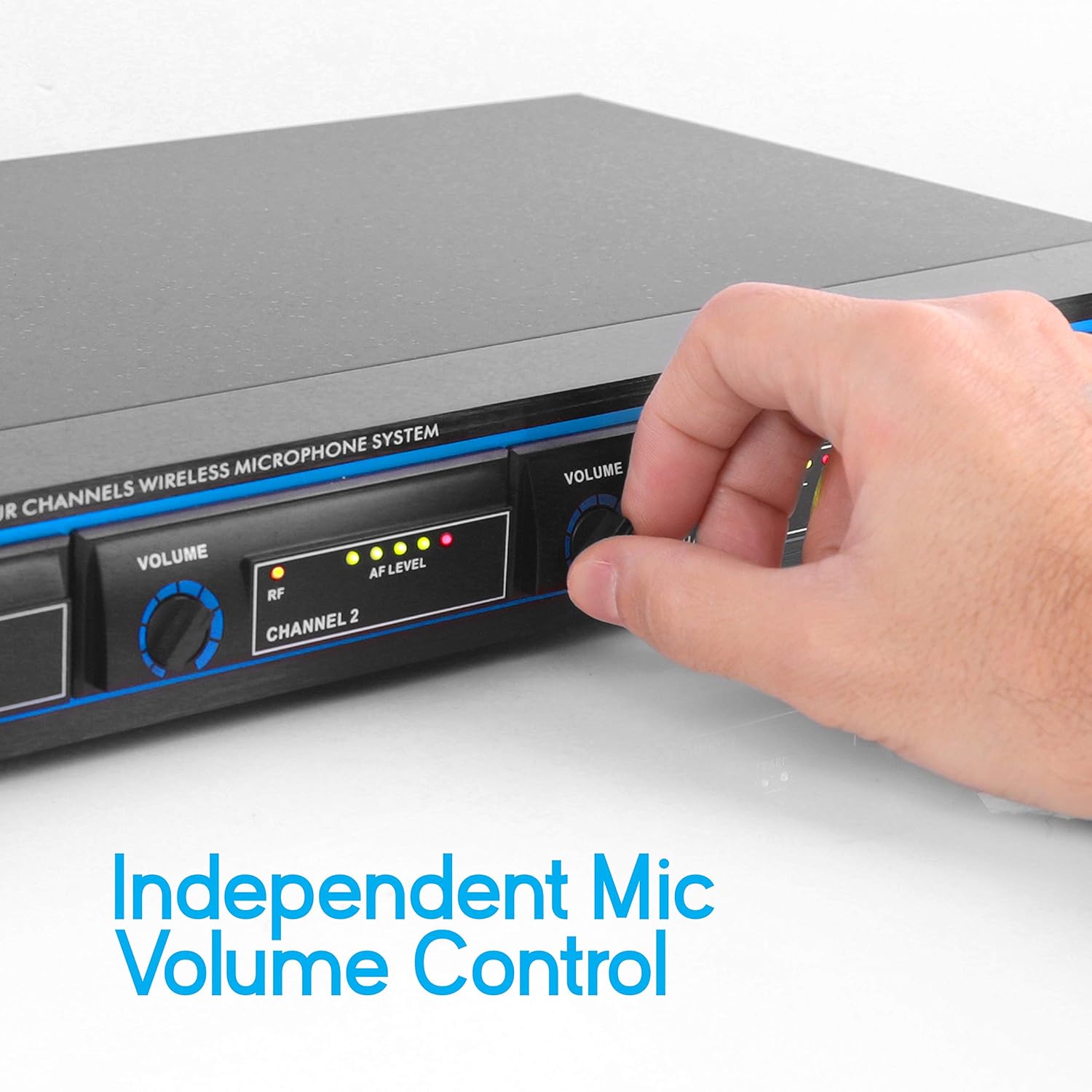 Pyle 4 Channel Wireless Microphone System - Professional VHF Audio Mic Set with 1/4