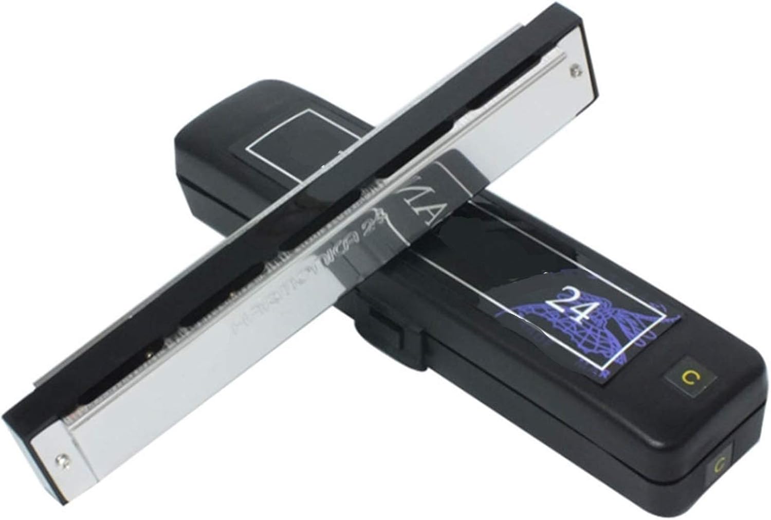 Harmonica Tremolo Harmonica 24 Hole 48 Tone Blues Harp Mouth Organ Key of C ABS Resin Brass Reed Musical Instruments (Color : Key A)