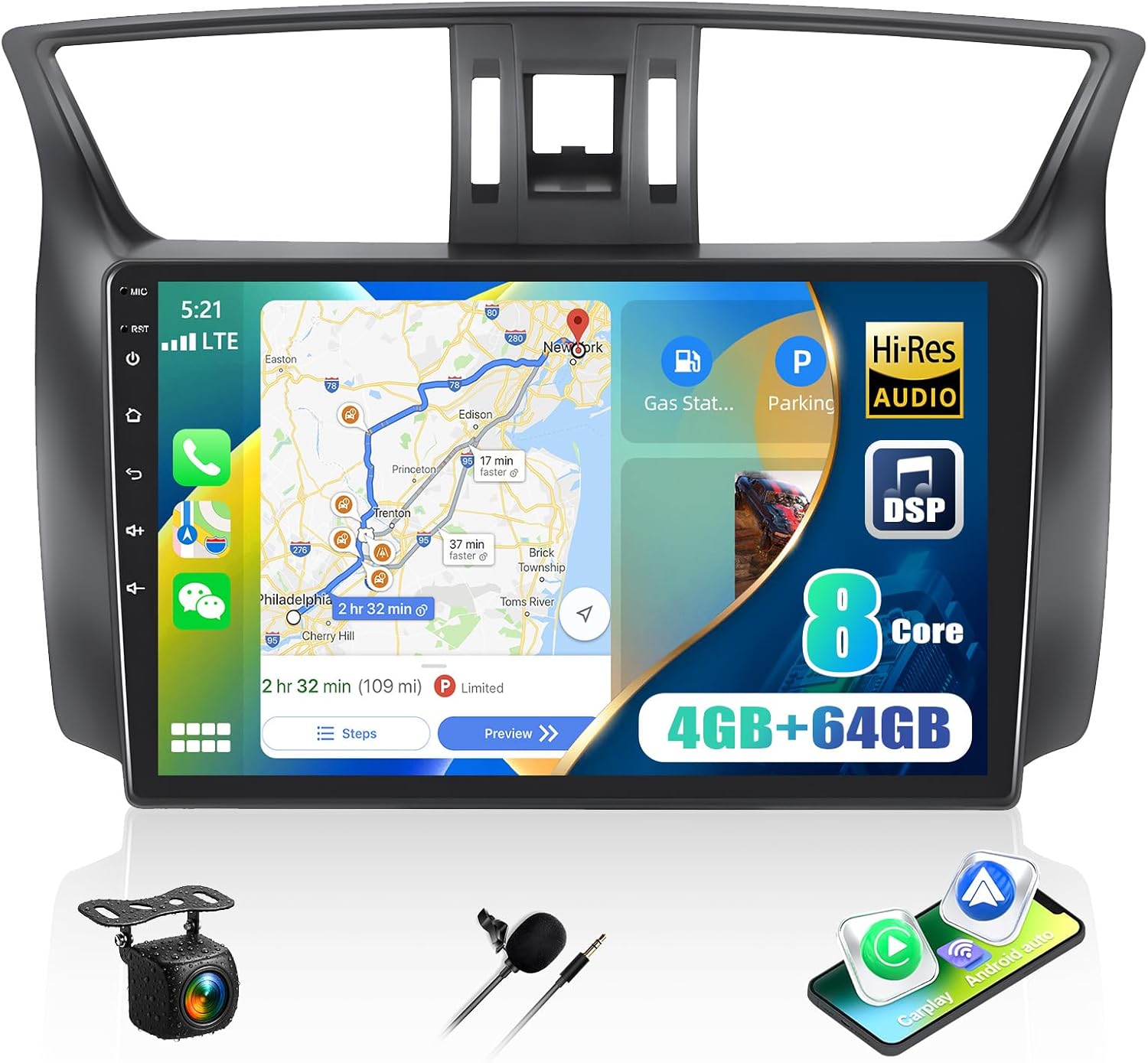 8-Core Qualcomm Snapdragon 4G+64G Car Radio for Nissan Sentra 2013 2014 2015, 10