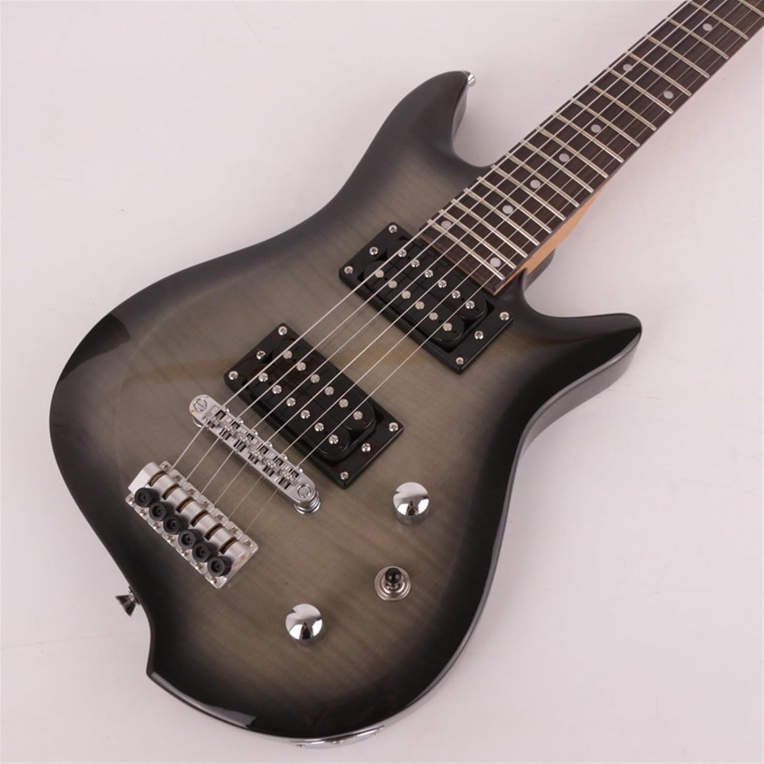 VENEKA Headless Electric Guitar 24 Frets Roasted Maple Neck Rosewood Fingerboard Headless Travel Portable Electric Guitar (Color : 02)