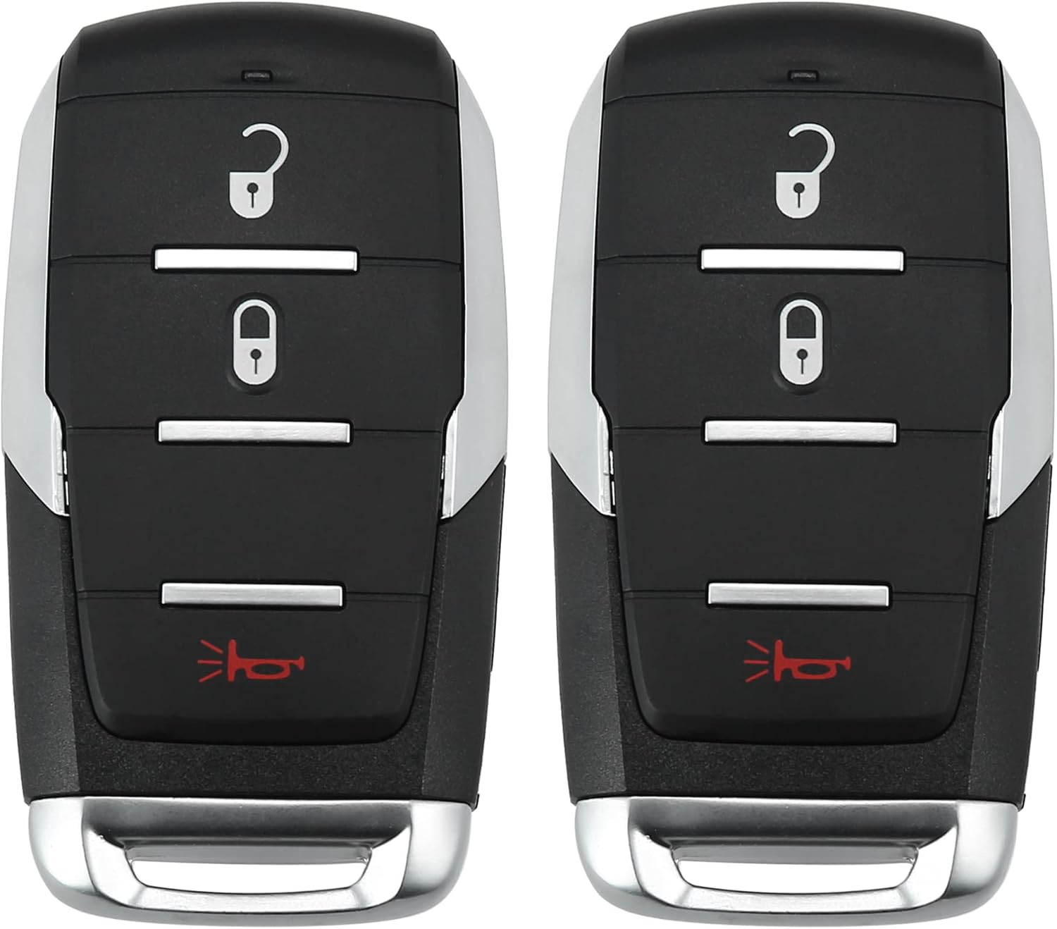 X AUTOHAUX 2pcs 433.92Mhz Replacement Keyless Entry Remote Car Key Fob for Ram 1500 2019-2022 3 Buttons with Door Key OHT-4882056