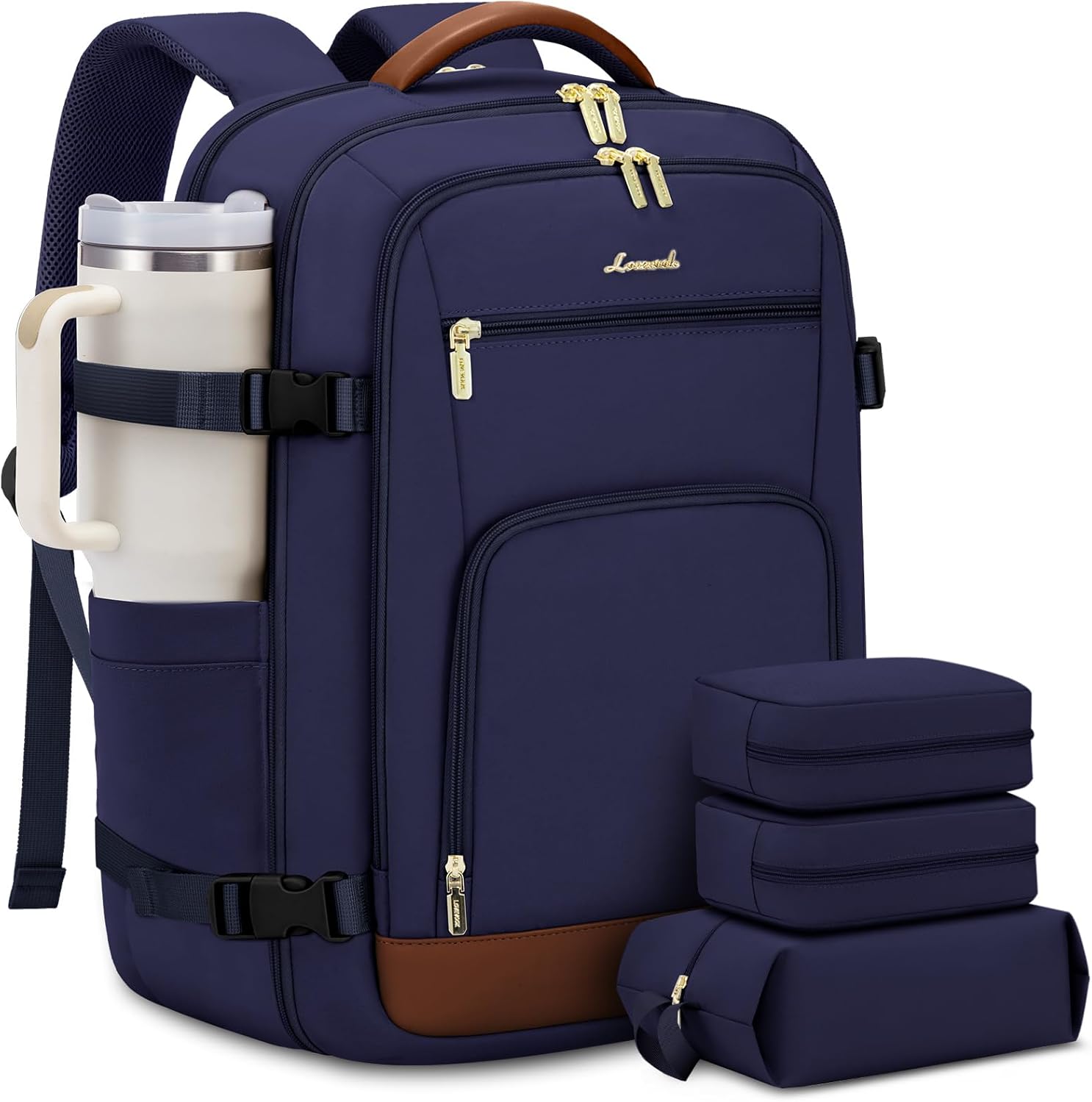 LOVEVOOK Travel Backpack For Women Flight Approved, 50L Large Carry On Backpack, Personal Item Travel Bag for Airplanes, Business 18 Inch Laptop Backpack, Weekender Overnight Daypack, With 3 Cubes