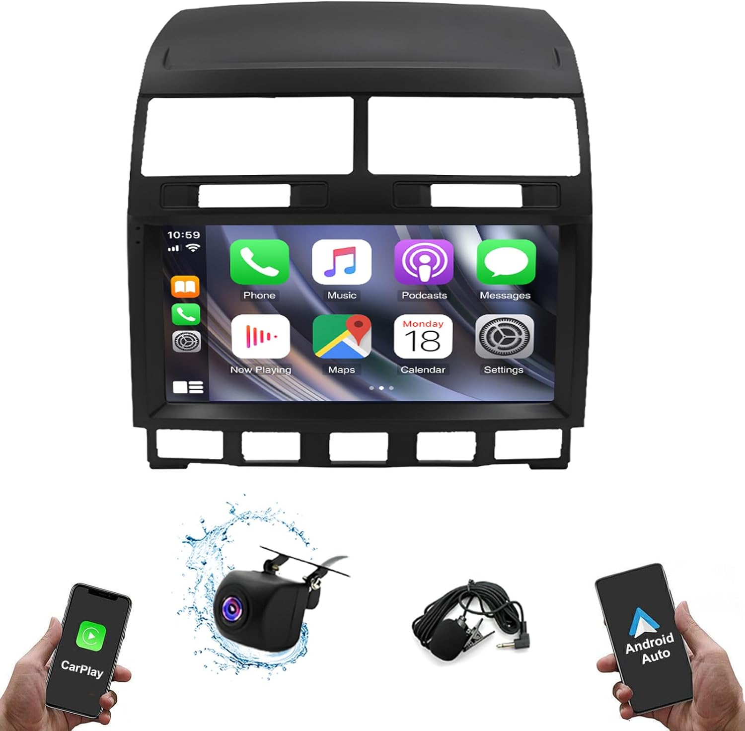 Android 13 Car Radio Stereo, 9'' Touch Screen Double Din Car Audio fit for Touareg 2003-2010 with Carplay & Android Auto GPS WiFi Bluetooth Mirror Link Backup Camera Mic [2+32G]