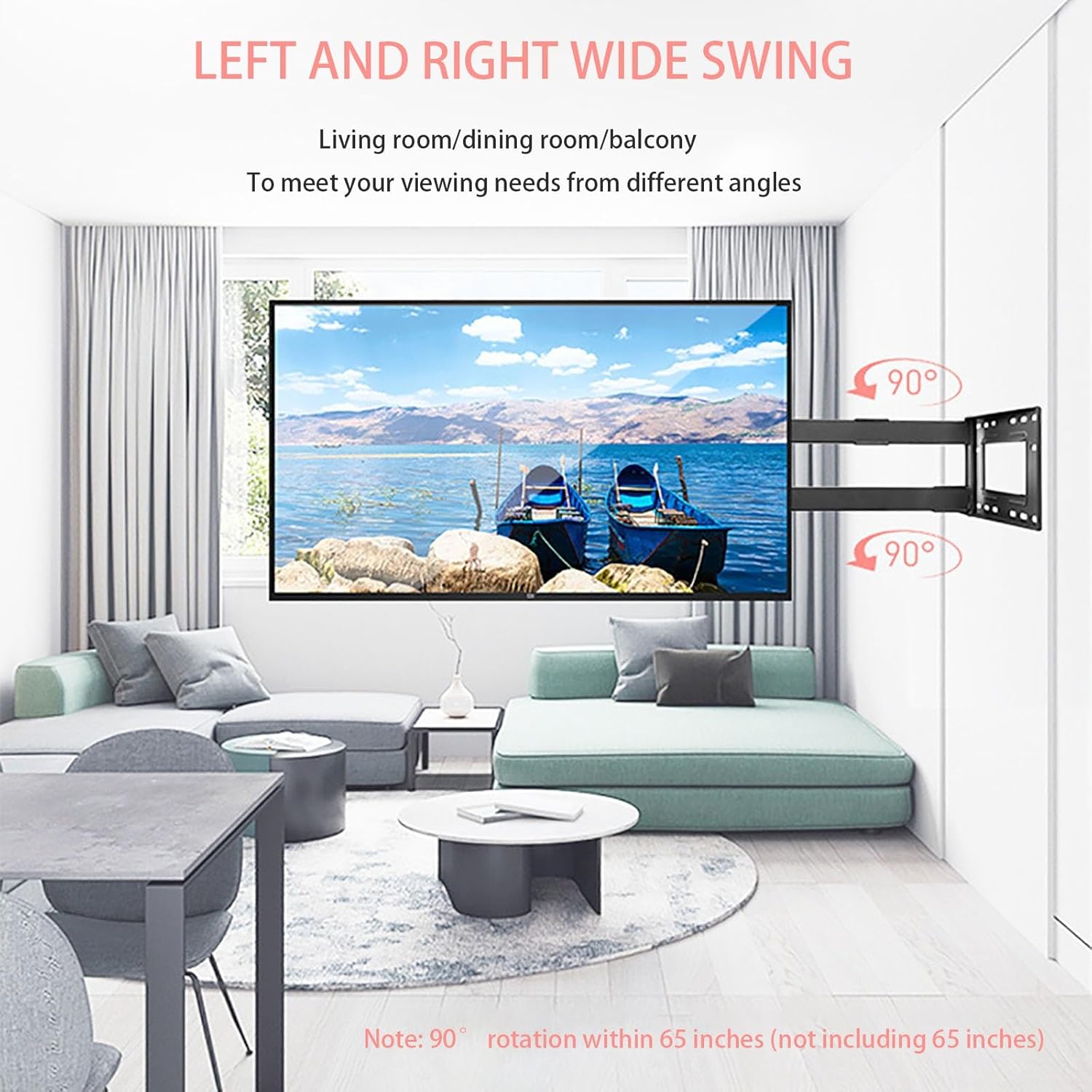 Long Arm TV Wall Mount for Most 42-70 Inch TV, 110-712mm Long Extension TV Mount Swivel and Tilt, Full Motion TV Mount Fits Max VESA 600x400mm, 70kg
