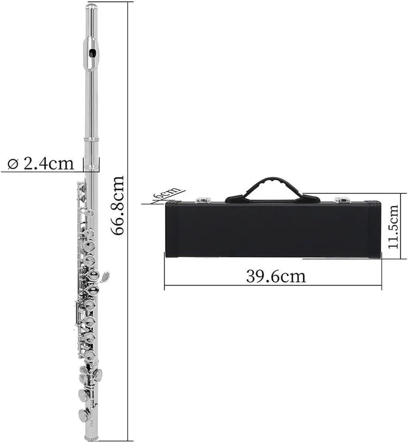 Flute Set Standard 16 Closed Hole C Tone Silver Plated Copper Durable Material Flute Woodwind Instrument