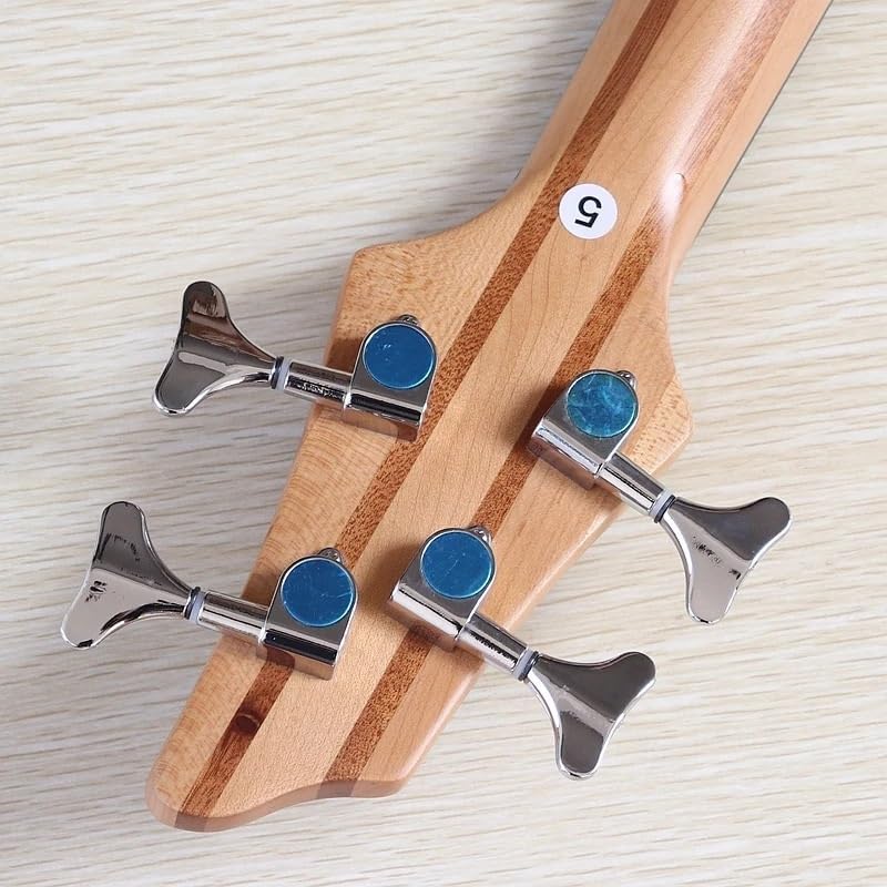 4-String Electric Bass Guitar, 43-Inch Full Size, Natural Matte Finish, Active 24-Fret Pickup System