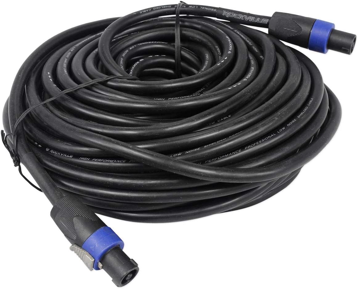 Rockville RCSS12100 12 AWG Speakon to Speakon Speaker Cable, 100 Feet, 100% Copper Conductors, Durable PVC Jacket, Low Resistance, for Professional Audio and Live Sound