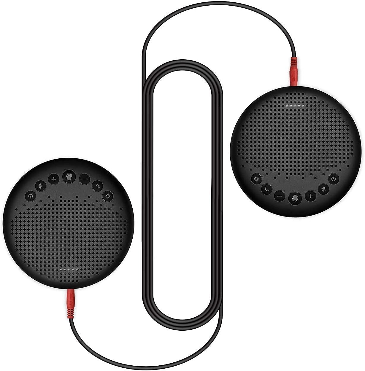 Luna Speakerphone+Daisy Chain Cable - Luna Computer Speaker with Microphone 2pcs w/Cable, Conference Microphone for Home Office & Meeting up to 12 People, Speakerphone Idea for Business Gift Black