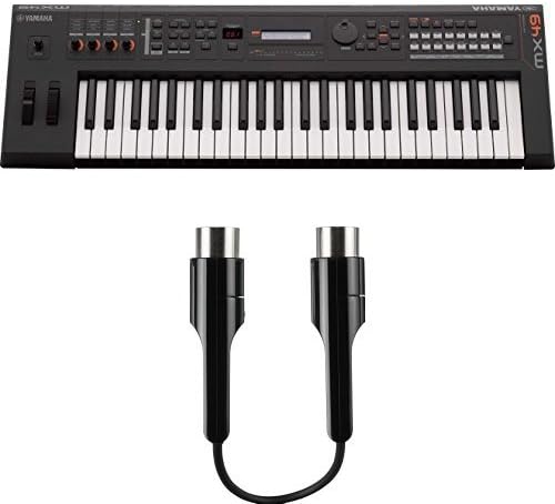 MX49 Music Production Synthesizer, Black with MIDI Adapter
