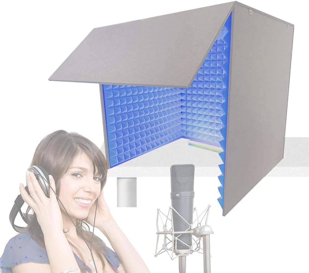 Table Top Vocal Recording Booth, Portable Vocal Booth Recording Equipment, Vocal Absorbing Shield Booth Box, Small Music Recording Studio for Home Studio, Podcasts and Singing