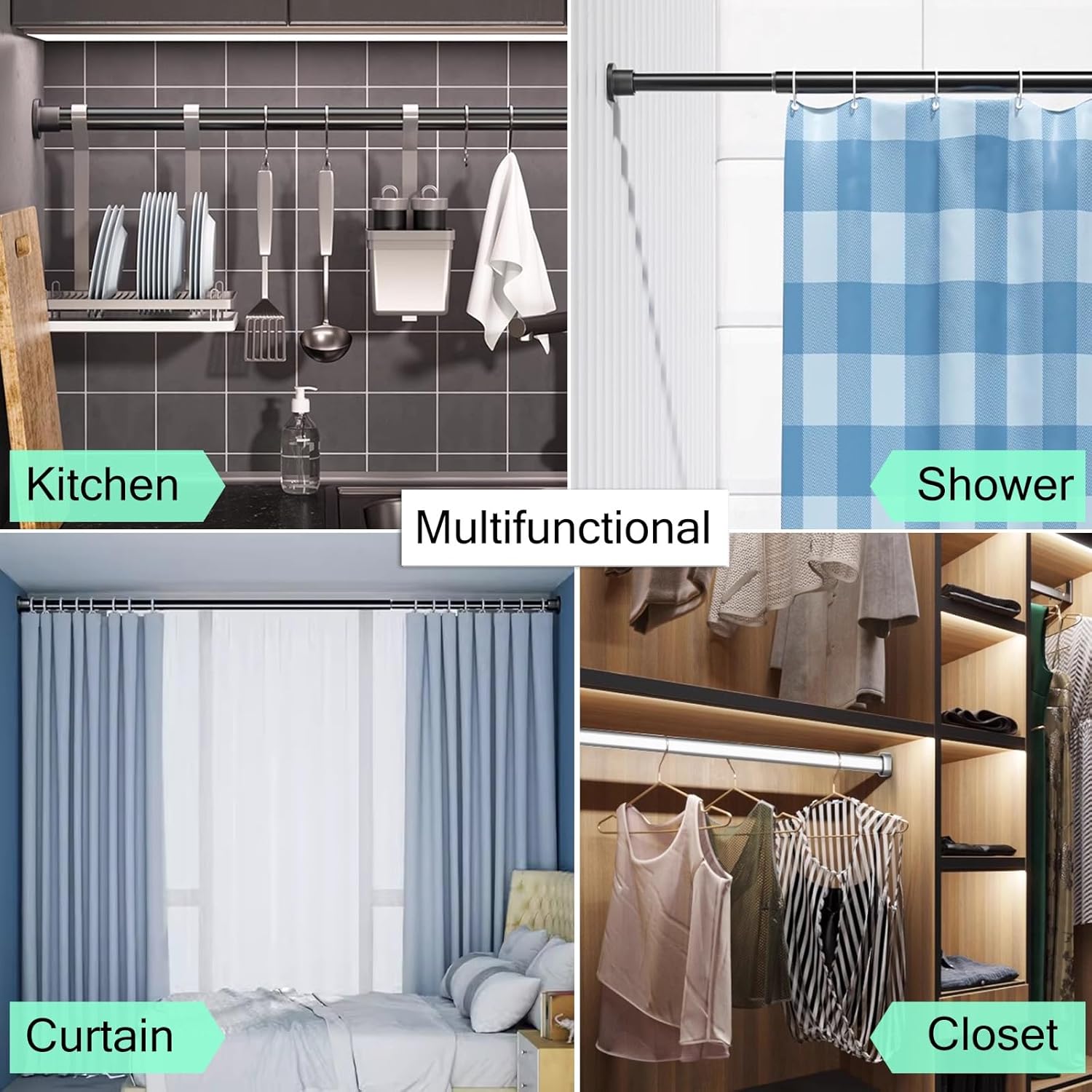 ZAQYCM 2.6mm Thick Heavy Duty Closet Pole Gold, Wardrobe Hanger Bar Kits Wall Mount, Commercial Valet Rod for Retail Store, Hotel Restaurant, Boutique and Bay Window (Size : Closet Width 32