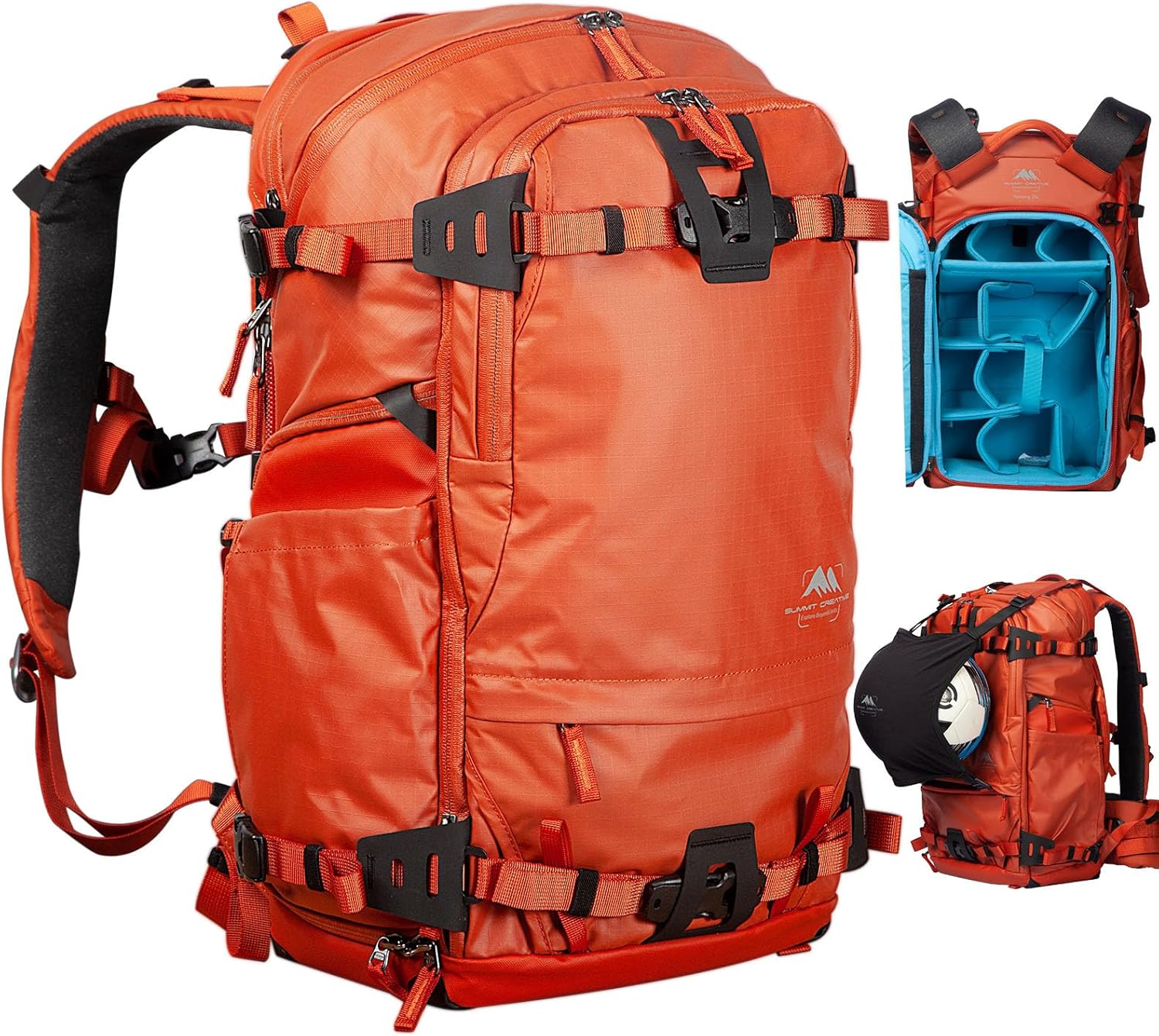 Tenzing 25L Camera Backpack with Rain Cover for Photographers 14 inch Laptop Compartment Waterproof Large Camera Bag for Drone,Cameras, Batteries, Lenses,Tripod(Orange)
