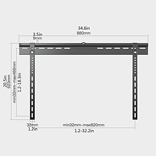 TV Wall BracketTV Stand with Bracket Low Profile Fixed TV Wall Mount Bracket for Most 37-90 Inch Flat Curved Screen TVs Steel Ultra Slim TV Mounting Bracket, Built-in Spirit Level TV Mount S