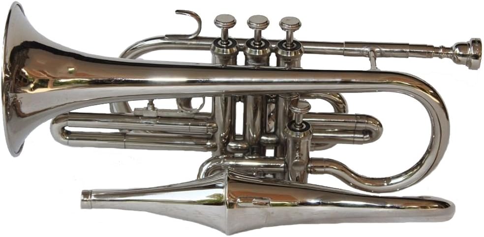 Bb Flat Silver Chrome Nickel Echo Cornet With Free Case Box & Mouthpiece shry021