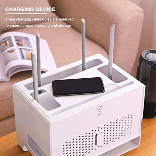 Router Storage Box,Wall Mount Floating Shelf WiFi Router Storage Box Decorative Storage Rack Cable Organizer Box Tv Accessories Stands (Color : B, Size : 31.5x21x23cm) (B 31.5x21x23cm)