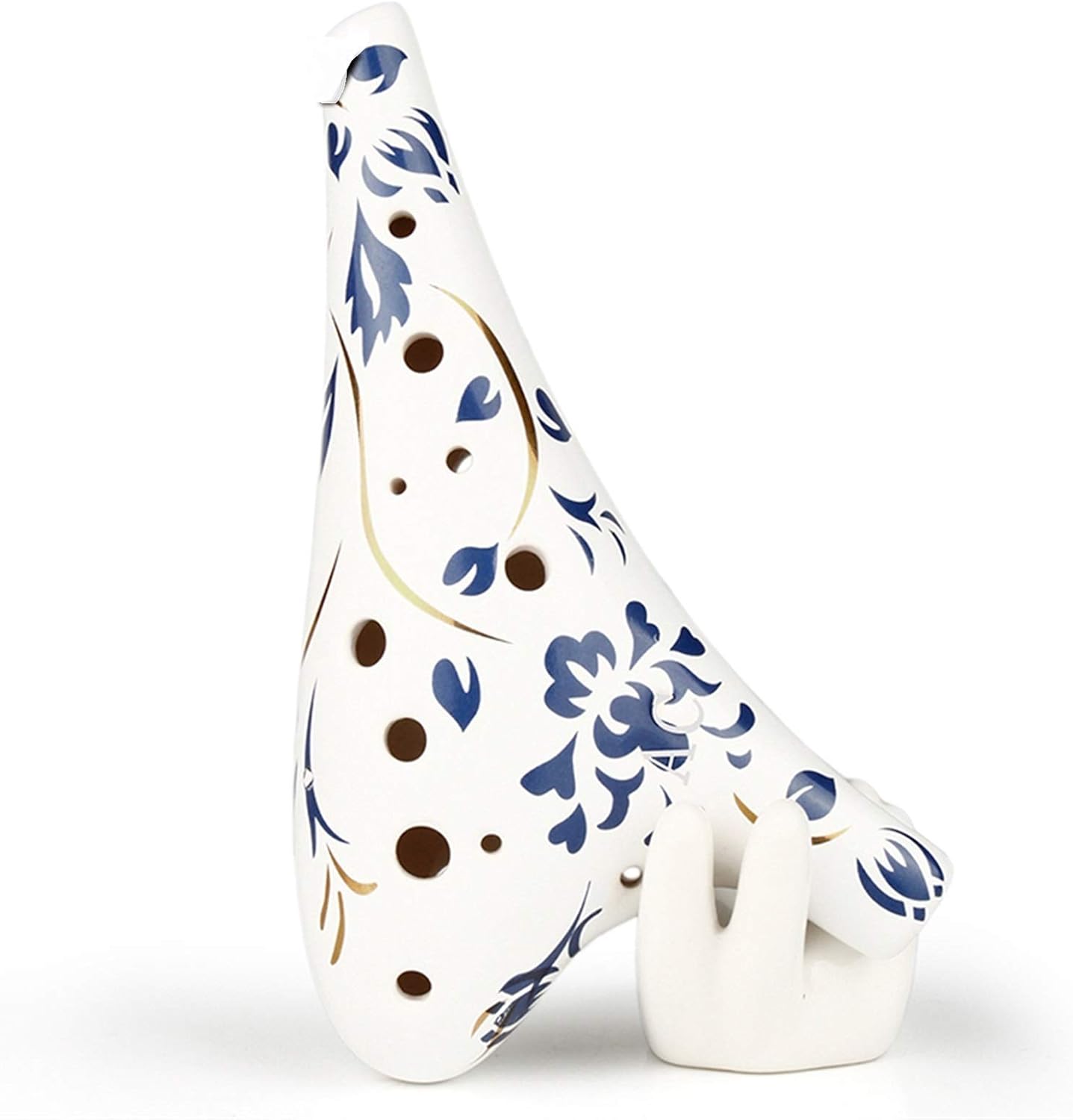 12 Holes C Key Ocarina White/Yellow with Blue Flower Musical Instruments Chinese Element Woodwind Instrument Flute (Color : White Ocarina)(Yellow Ocarina)