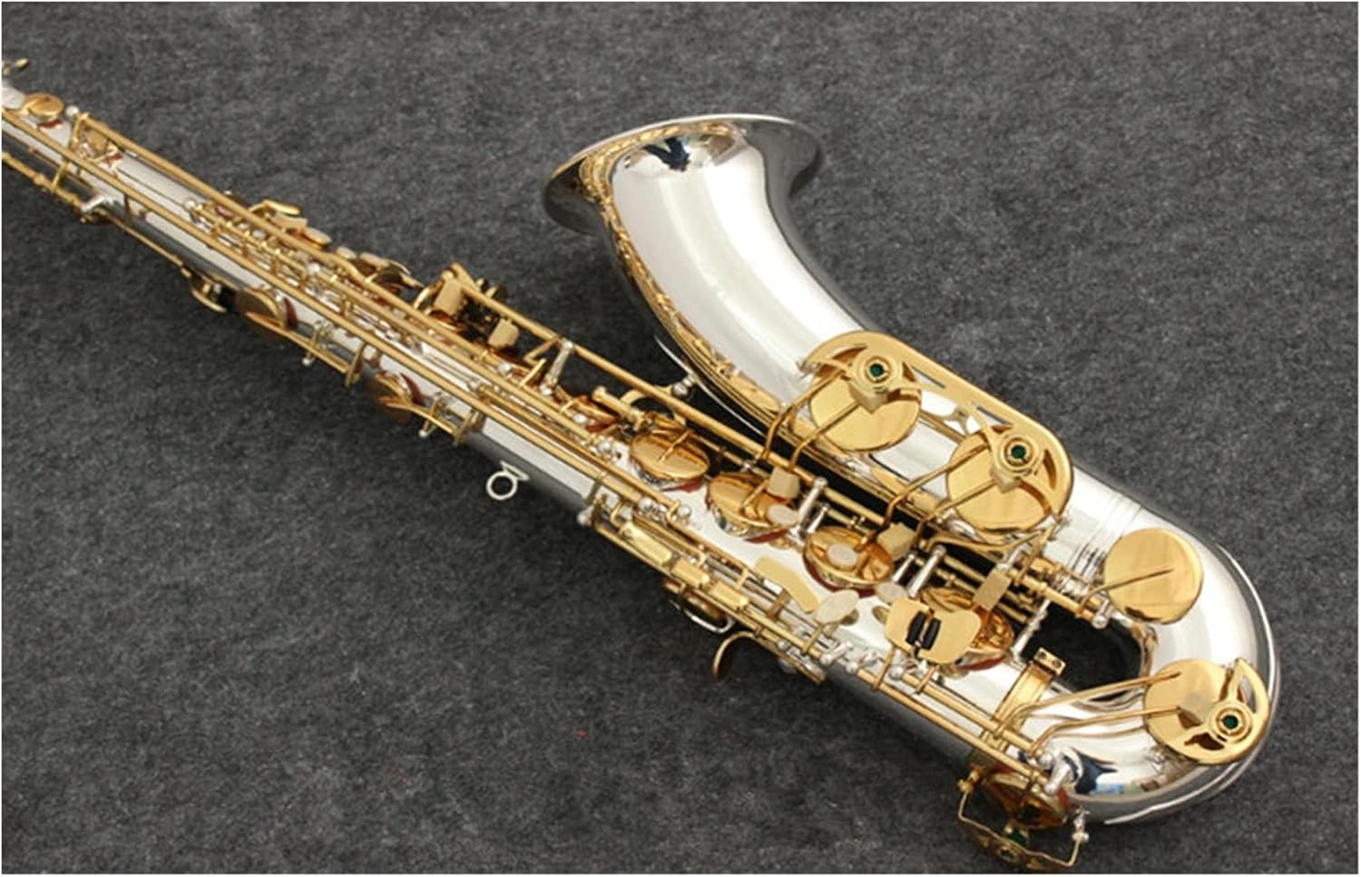 Tenor Saxophone Bb Tone Nickel Silver Plated Tube Gold Key Sax Musical Instruments with Case Mouthpiece Gloves Student Saxophone