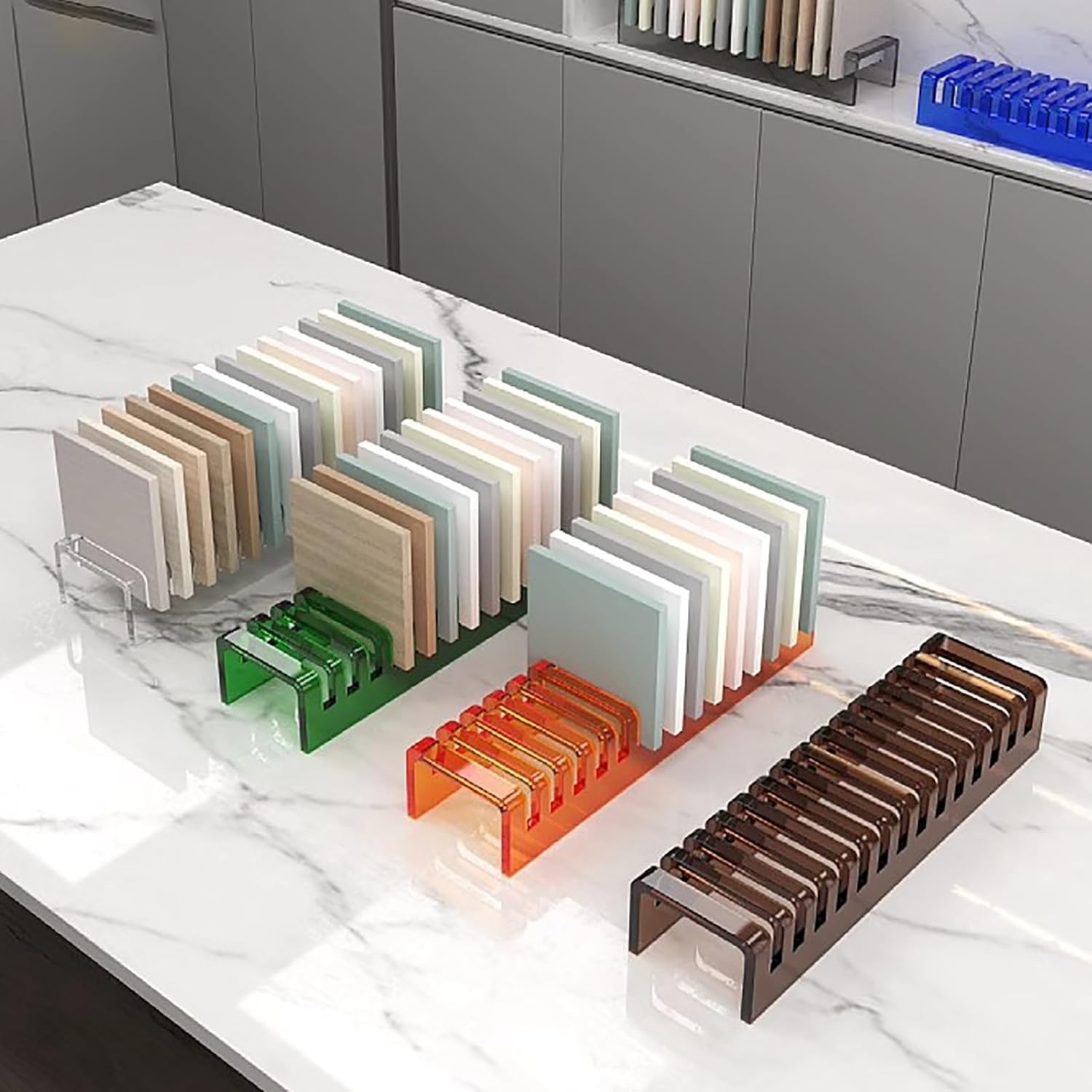 Acrylic Ceramic Tiles Organizer Holder, Small Wooden Floor Sample Holder,Sample Door Stand,Floor Tile Display Stand,Commercial Floor Tile Display Shelf for Retail Stores ( Color : Green , Size : 60x15