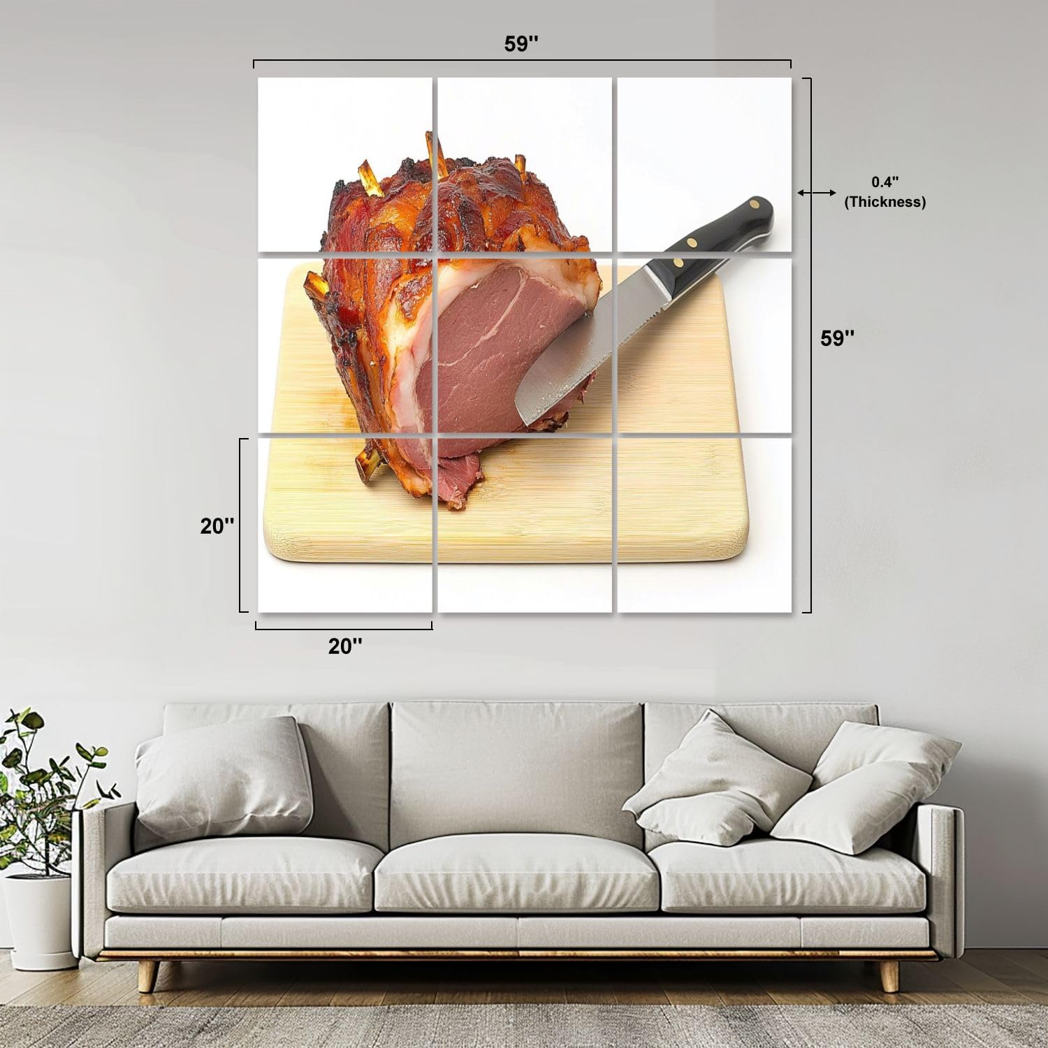 Art Acoustic Panels Self Adhesive Roast pork gammon joint 9Packs Decorative Soundproof Wall Panels Large Sound Absorbing Panels for Home Office 60