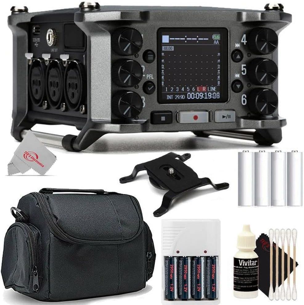Zoom F6 6-Input / 14-Track Multi-Track Field Recorder + 64GB Memory Card + Battery & Charger + Case + 3pc. Cleaning Kit