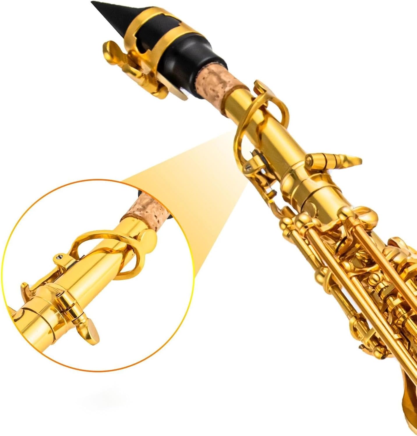 Brass Straight Treble Saxophone Bb Woodwind Instrument Natural Key Carve Pattern With Carrying Case Sax Accessories
