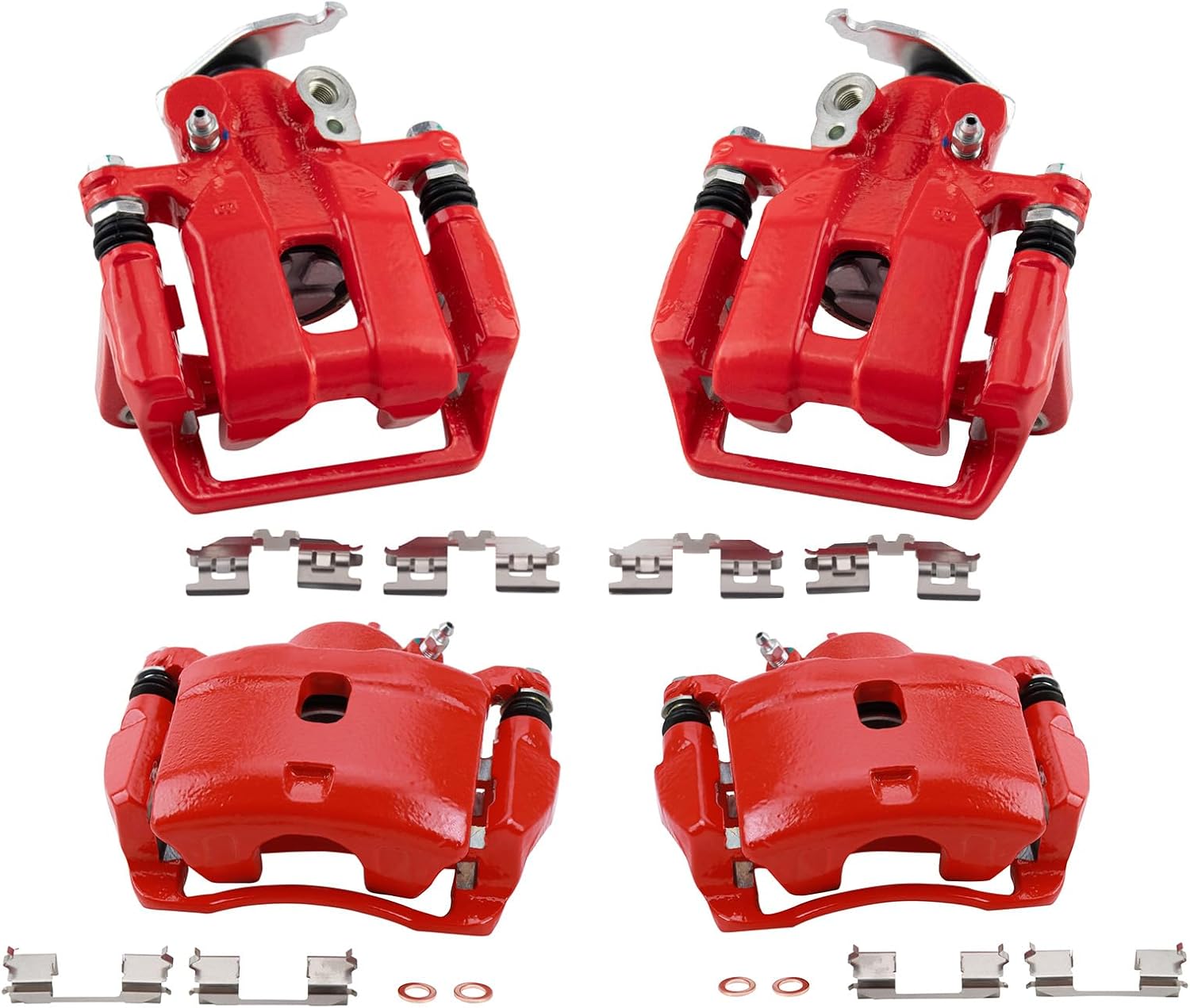 TRQ Front and Rear Brake Caliper Set Coated Brackets Compatible with 2008-2012 Honda Accord