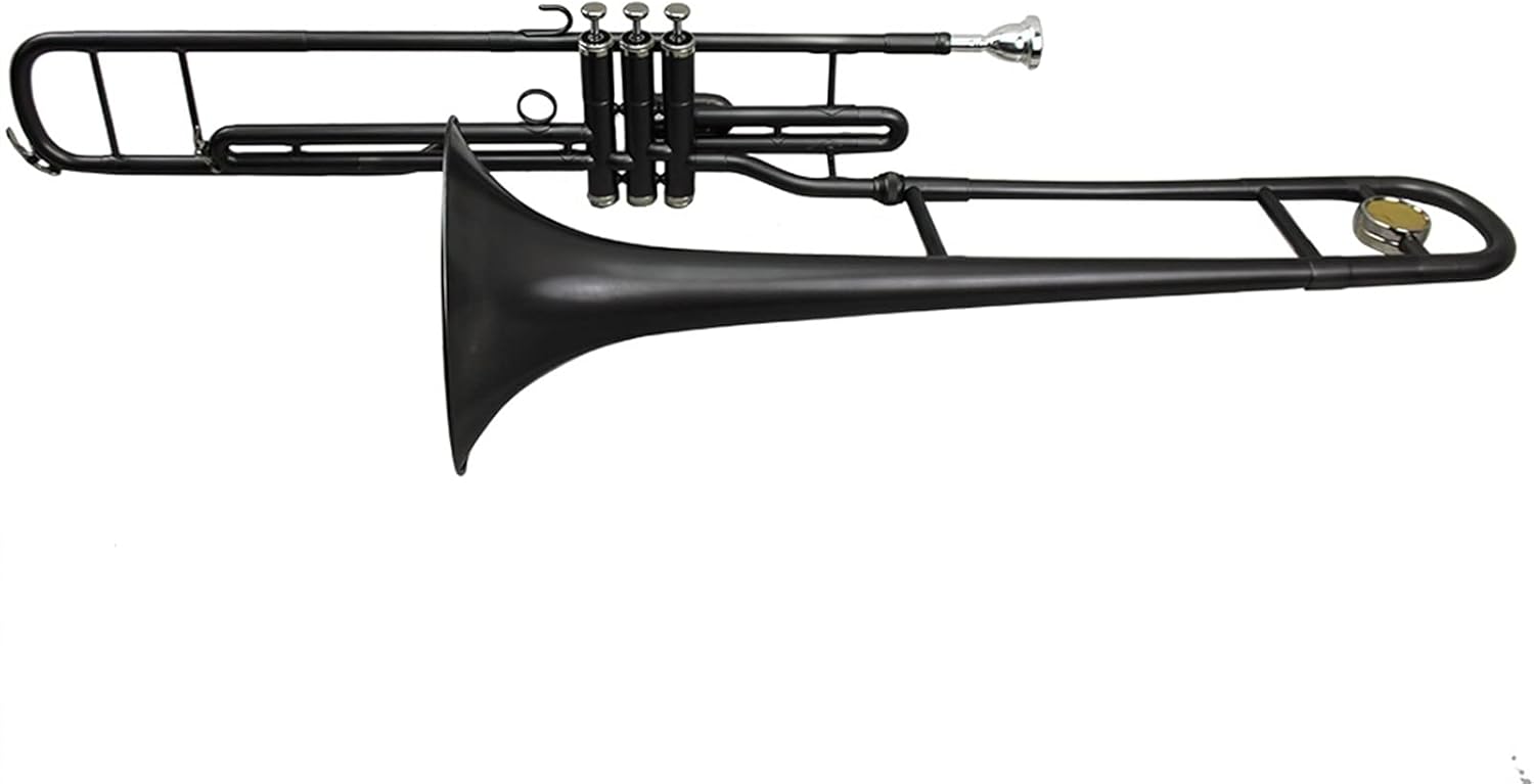 Student Trombone, Matt Black Nickel, C Key Piston Valves, Brass Body, Trombone Kit