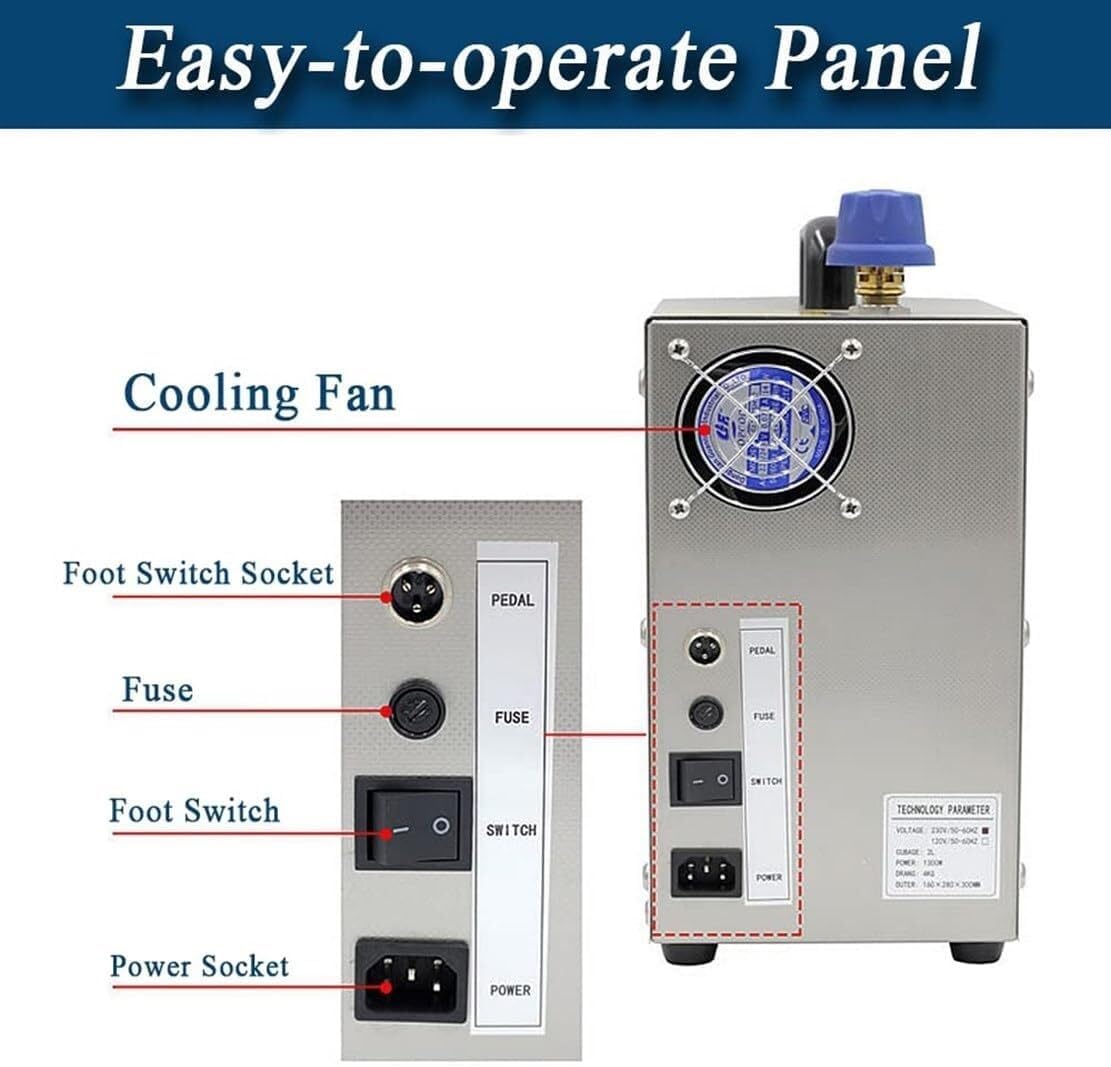 Electrical Steam Jewelry Cleaner Machine, Jewelry Steam Cleaner Machine, Gold Silver Jewelry Cleaning Machine with Heater, for Rings, Watches, Earrings, Outlet Temperature: 135°C (Size : 2L)