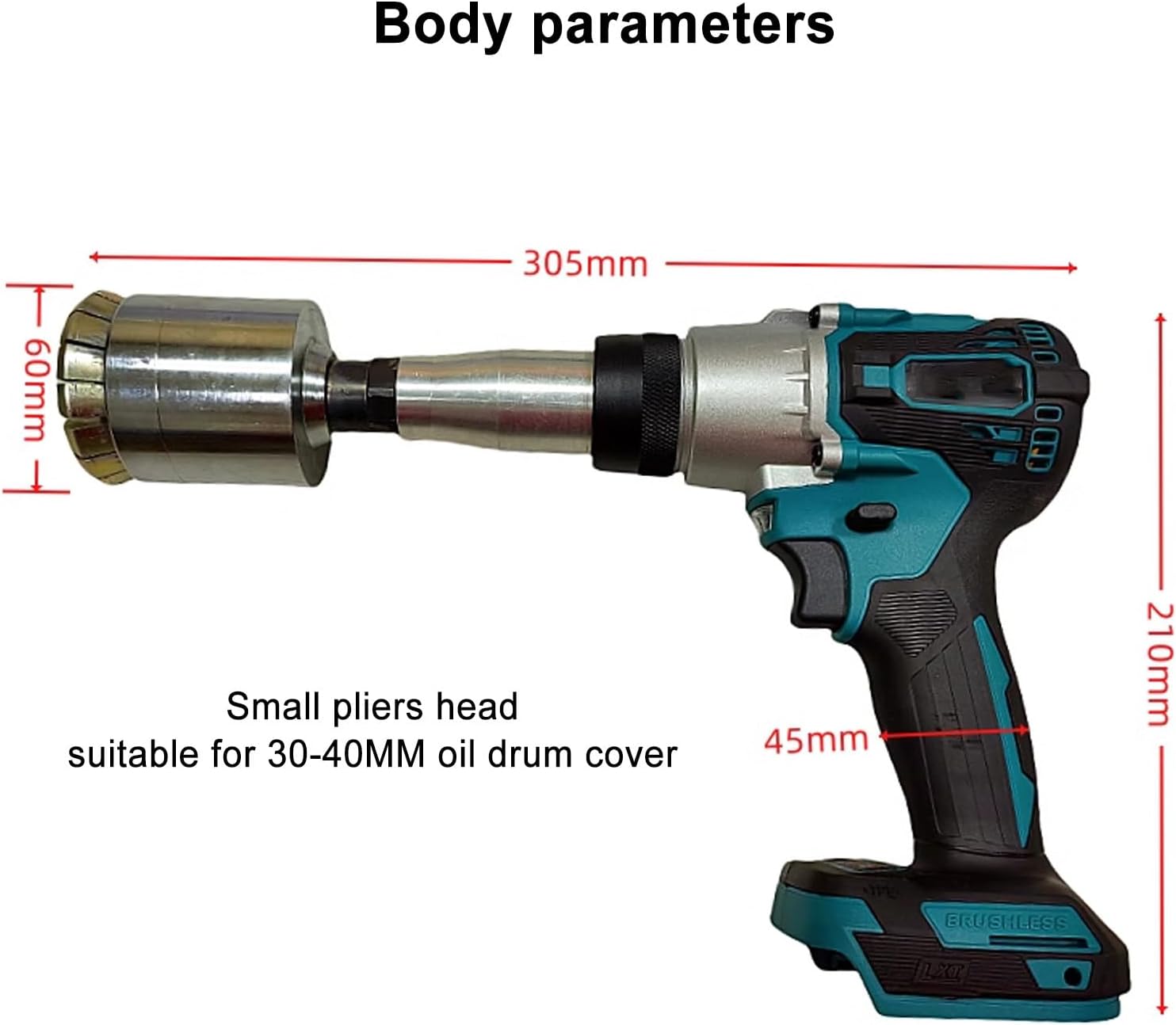 Electric Cap Seal Iron Cover Crimping Tool for 53 Gallon, 200L Cordless Oil Drum Barrel Cap Sealing Tool, Barrel Crimping Tool,30mm