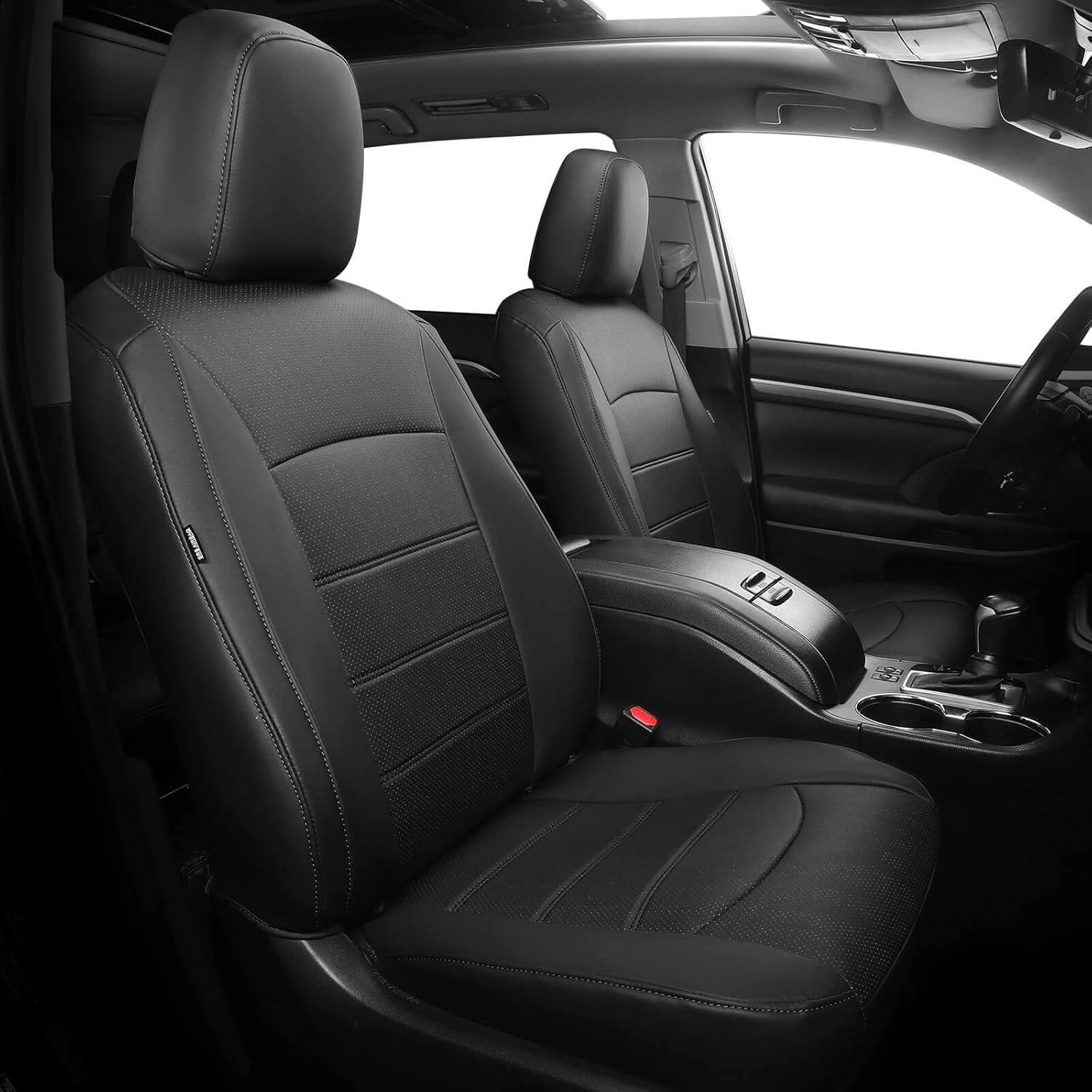 Highlander Seat Covers 2014 2015 2016 2017 2018 2019, Only 1&2-Row with 40/60 Split Bench, for Toyota Highlander Car Seat Cover 5-Seater Interior Replacement Accessories - Black