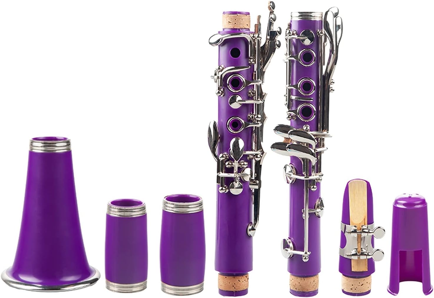 Purple ABS Clarinet Bb Cupronickel Plated Nickel 17 Key with Cleaning Cloth Gloves Screwdriver Woodwind Instrument Professional Clarinet