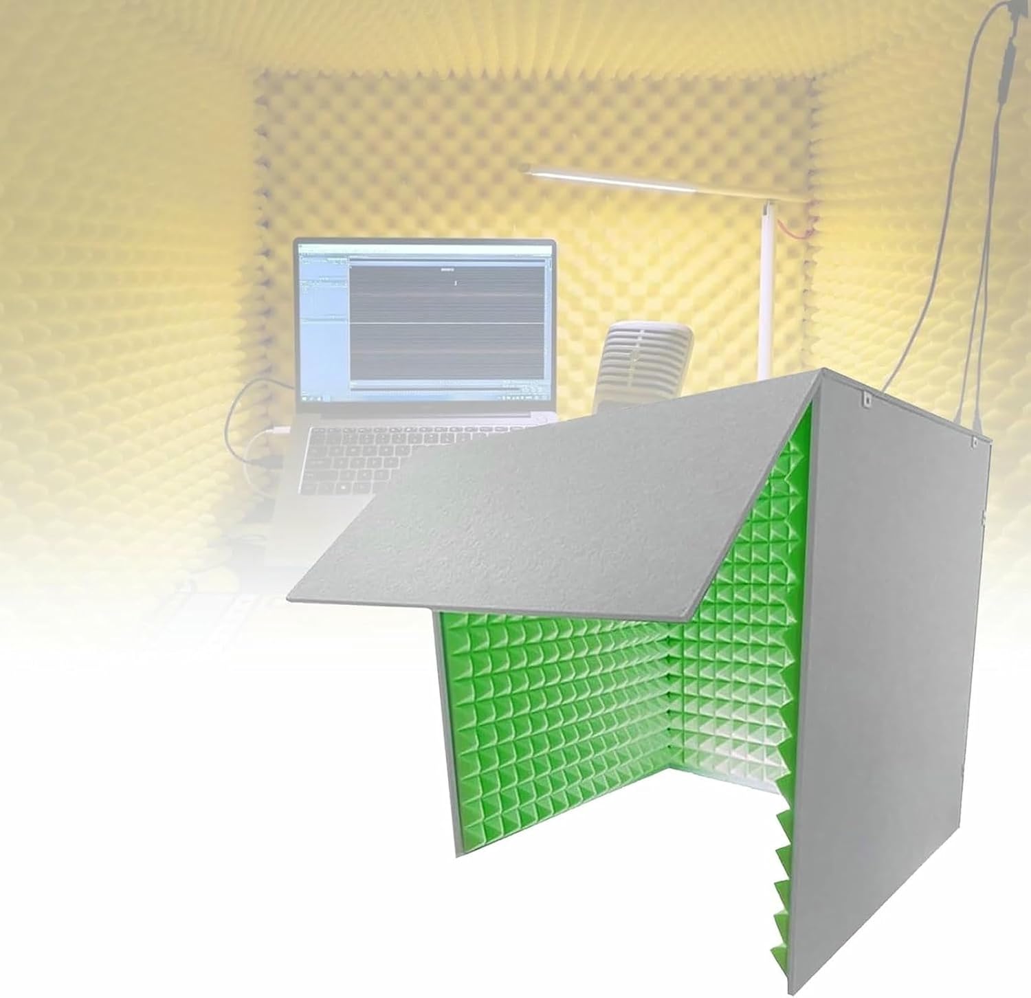 Microphone Isolation Screen Soundproof Recording Booth, Sound Absorbing Professional Foam Shield, for Podcasting, Singing, Broadcasting