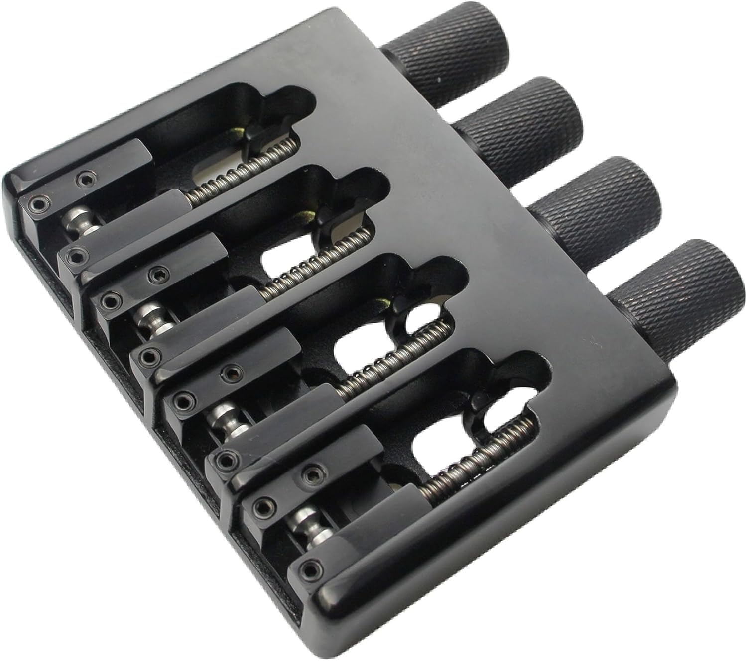 Guyker 4 String Headless Bass Bridge and Bridge String Lock, Slightly Adjustable String Spacing Base CNC Processing, WB004, Black