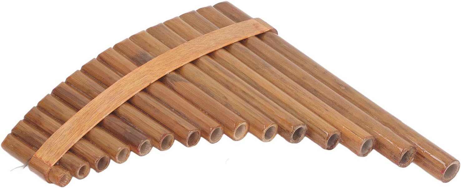 Professional Wooden Panpipe Pan Flute 15 Pipes G Key Woodwind Musical Instrument Pan Pipe Flute (Left Hand)