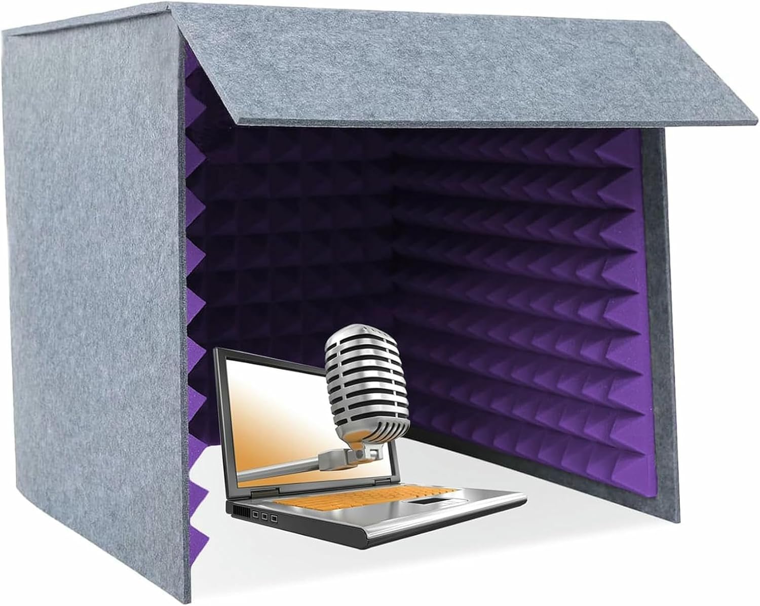 Purple Square Desktop Sound Isolation Booth, Portable Tabletop Soundproof Box, Compact Recording Studio, Acoustic Noise Shield for Streaming Podcasts